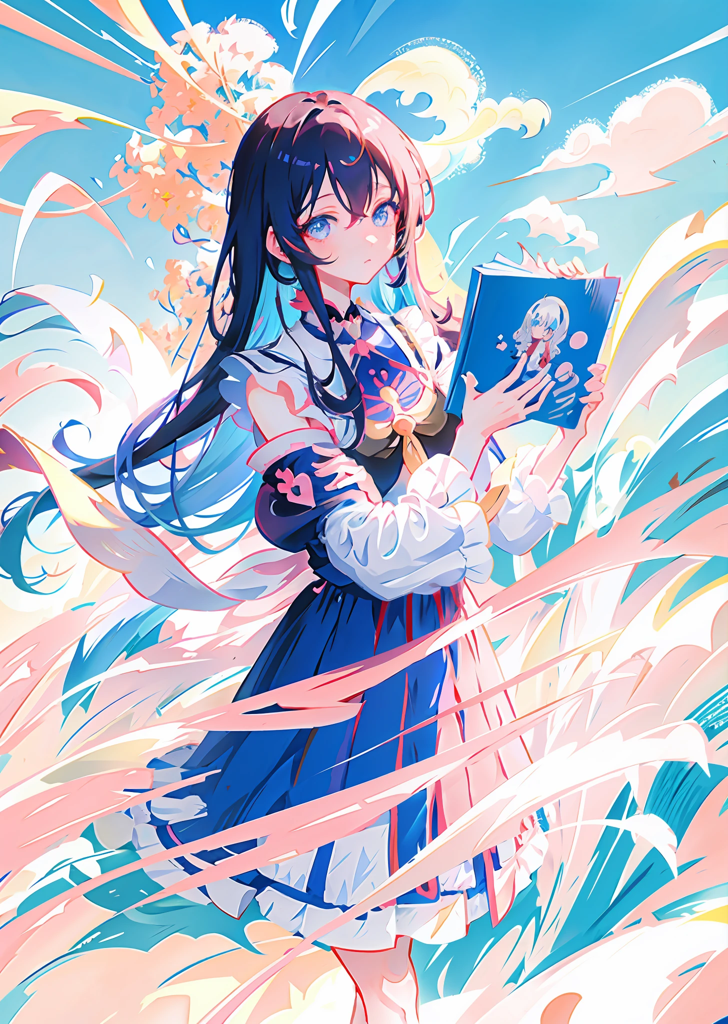 anime girl with long hair and blue eyes posing for a picture, anime moe artstyle, cute anime waifu in a nice dress, (anime girl), anime style 4 k, anime visual of a cute girl, guweiz, yandere. tall,  in dress, zerochan art, gapmoe yandere, yandere, high quality anime artstyle