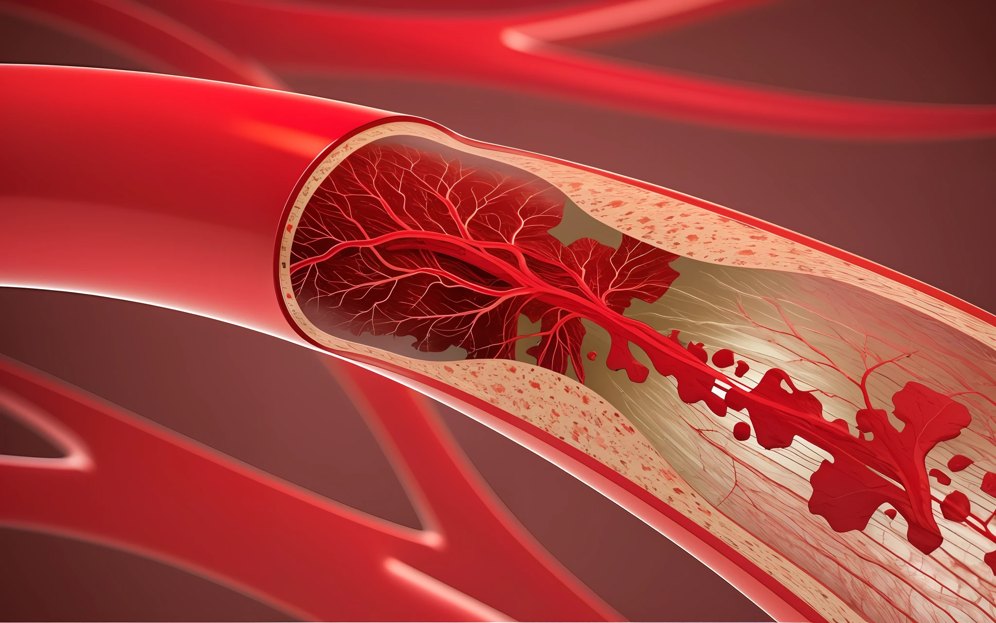 a close up of a vein with blood flowing through it, blood vessels, arteries, artery, with arteries as roots, red veins, thin red veins, capillaries, very vascular, glowing red veins, red glowing veins, meat veins, detailed veins, veins, aorta, meat with veins, human circulatory system, thin blue arteries