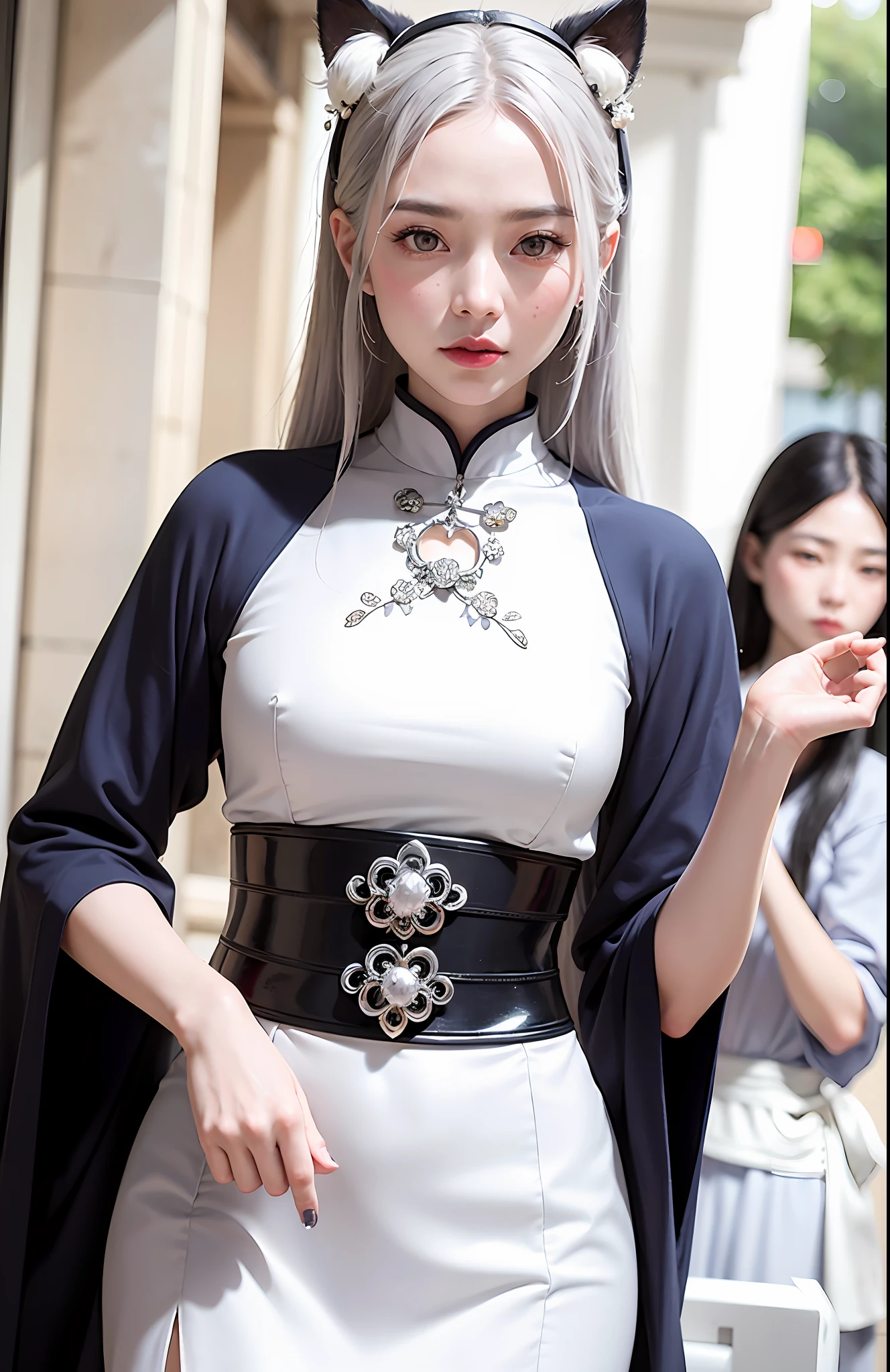 Masterpiece, Best, Night, Full Moon, 1 Female, Mature Woman, Chinese Style, Ancient China, Elder Sister, Royal Sister, Cold Face, Expressionless, Silver White Long Haired Woman, Pale Pink Lips, Calm, Intellectual, Three Belts, Gray Hitomi, Assassin, Dagger, Flower Ball Background, Strolling Street Masterpiece, Best, Night, Full Moon, 1 Female, Mature Woman, Chinese Style, Ancient China, Elder Sister, Royal Sister, Cold Face, Expressionless, Silver White Long Haired Woman, Pale pink lips, calm, intellectual, three belts, gray pupils, assassin, dagger, flower ball background, street view, white-haired catwoman, Hanfu, cat ears, cat tail, clear purple eyes,(NSFW:1.25)