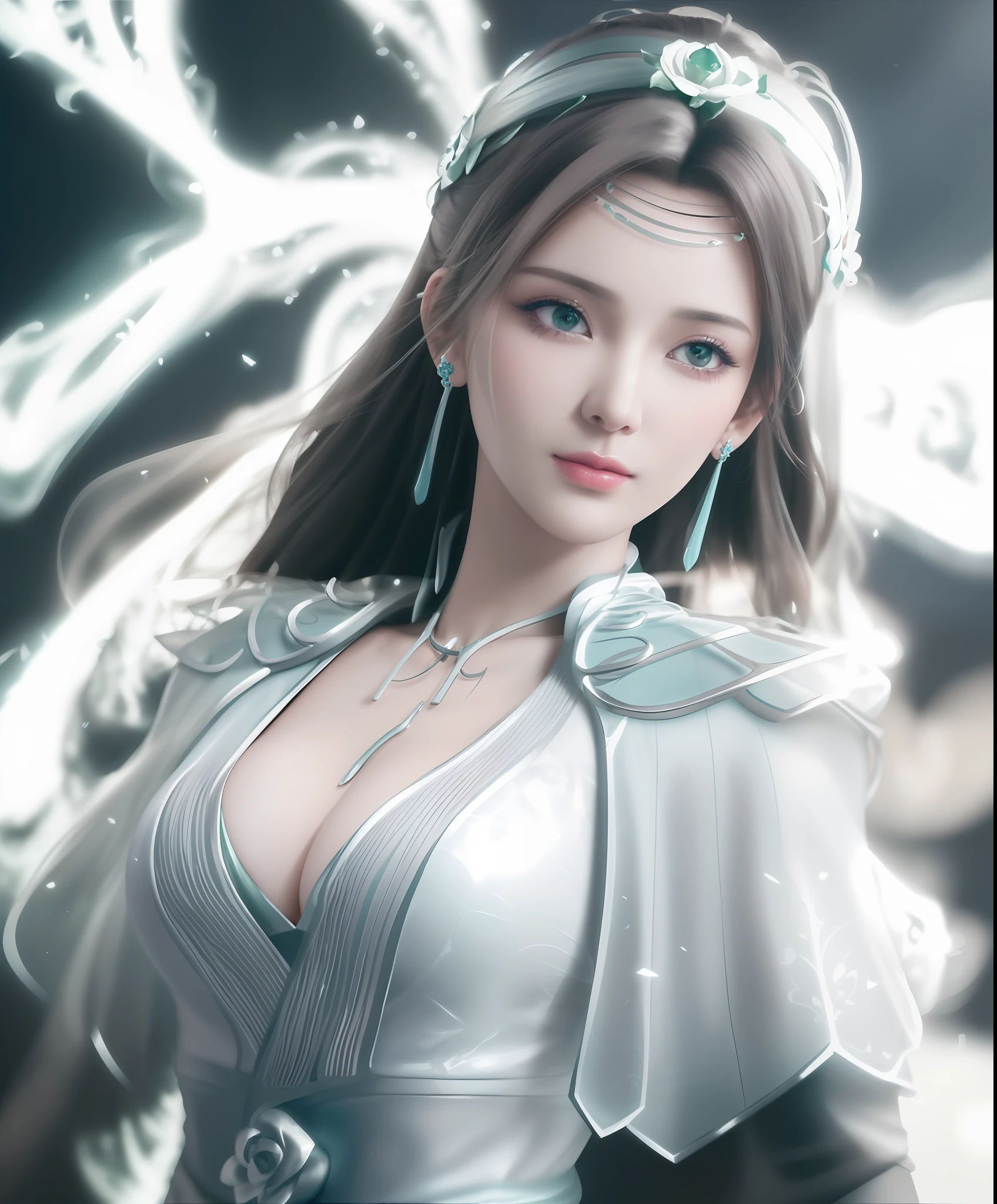 black background wall, blurred background, highest quality, close up of a woman, perfect face, perfect figure, alluring, charming, super hd, textured skin, super detail, 8k, extra large , divine ,  exposure, perfect face, delicate eyes, , charming, , 3d rendered character art 8k, fantasy characters, 3DCG, close-up of a woman, close-up of , perfect face, perfect figure, alluring, charming, textured skin, super detailed characters, 8k, high detail, high quality, fantasy character, 3DCG, masterpiece, CG contest best work, CGstation, peerless beauty, 3DCG, movie bloom, movie soft light, skin texture, skin white as jade, flawless, delicate nose, peerless beauty, sister, royal sister, 3D movie character 8K, movie bloom, movie soft light, skin texture, white as jade, flawless, ghostly work