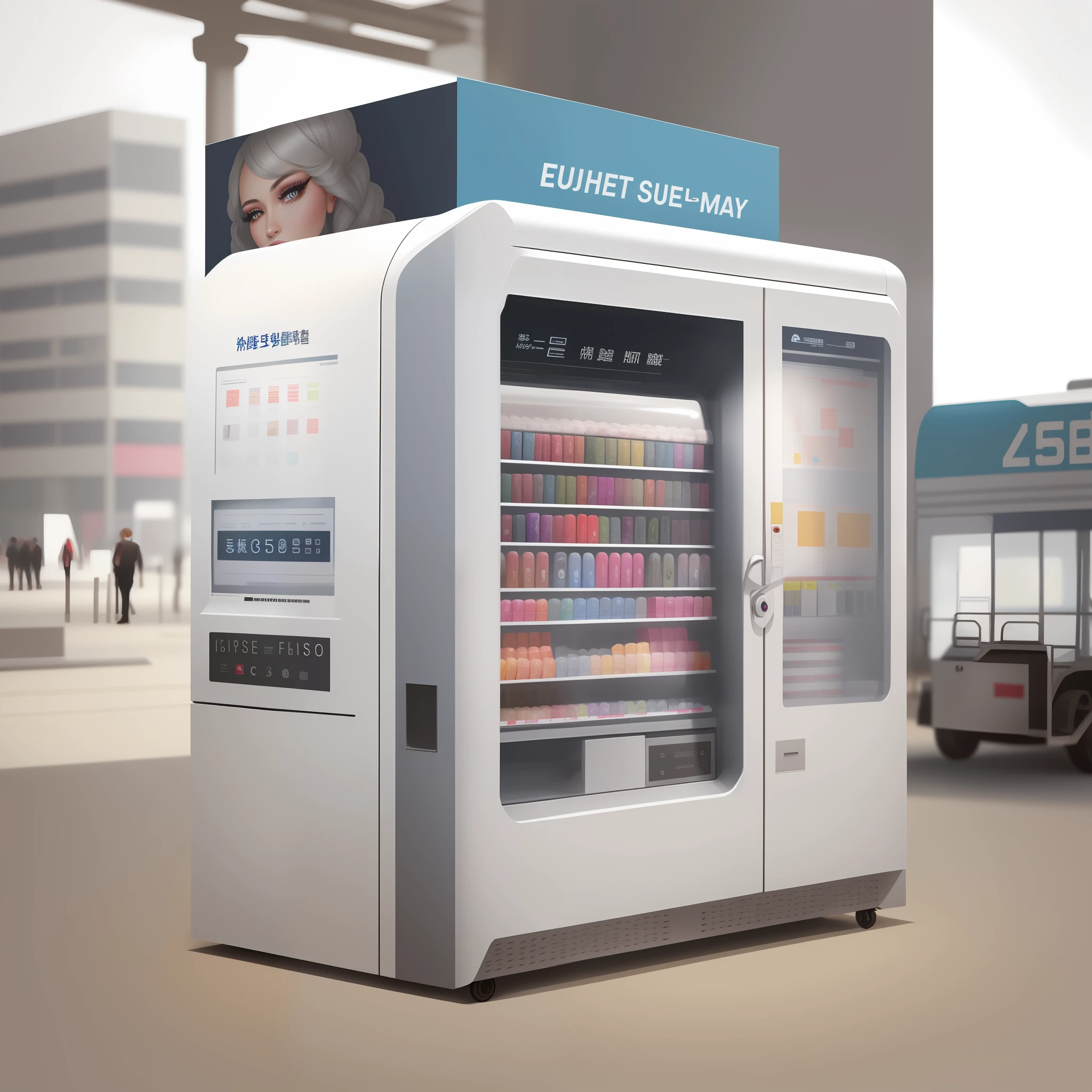 This is a false eyelash fashion vending machine, now you need to spread the large poster of false eyelashes on the fuselage, white background map, no scene, only need to paint on the gray body