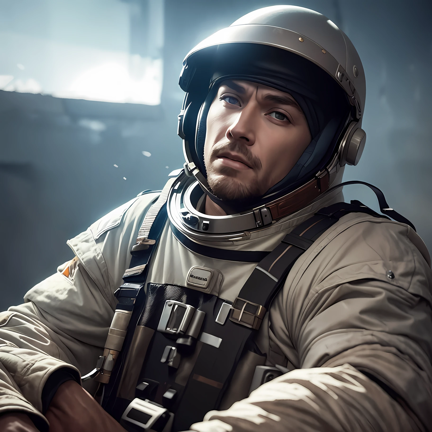 Astronaut sitting in the barrel old truck peaky blinders clear photo: realistic epic, smooth cinematic portrait, adobe lightroom, photographic lab, highly detailed, faded, art by greg rutkowski and artgerm ,neutral colors: 1,2), (hdr:1,4) , (soft colors:1.2), hyperdetailed, (artstation:1.4), cinematic, warm lights, dramatic light, (intricate details:1.1), complex background, (rutkowski:0.66), (blue and orange:0.4)