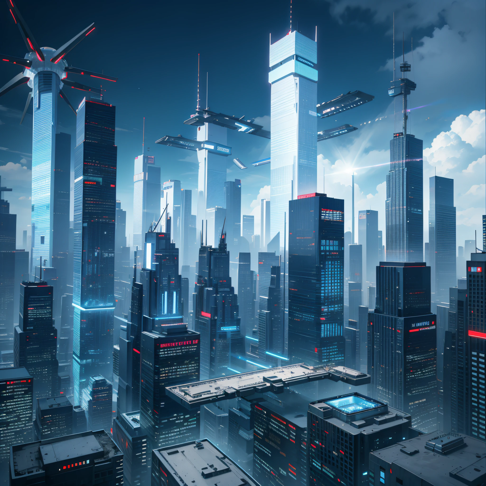 8k, ultra hd, background type, cyberpunk anime, white buildings, white towers, fantasy, 3d, white cybernetic dragons in background, landscape
