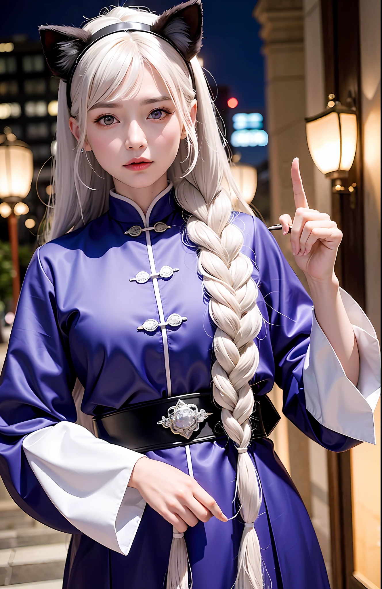 Masterpiece, Best, Night, Full Moon, 1 Female, Mature Woman, Chinese Style, Ancient China, Elder Sister, Royal Sister, Cold Face, Expressionless, Silver White Long Haired Woman, Pale Pink Lips, Calm, Intellectual, Three Belts, Gray Hitomi, Assassin, Dagger, Flower Ball Background, Strolling Street Masterpiece, Best, Night, Full Moon, 1 Female, Mature Woman, Chinese Style, Ancient China, Elder Sister, Royal Sister, Cold Face, Expressionless, Silver White Long Haired Woman, Pale pink lips, calm, intellectual, three belts, gray pupils, assassin, dagger, flower ball background, street view, white-haired catwoman, see-through, loose Hanfu, cat ears, cat tail, clear purple eyes,(NSFW:1.25)