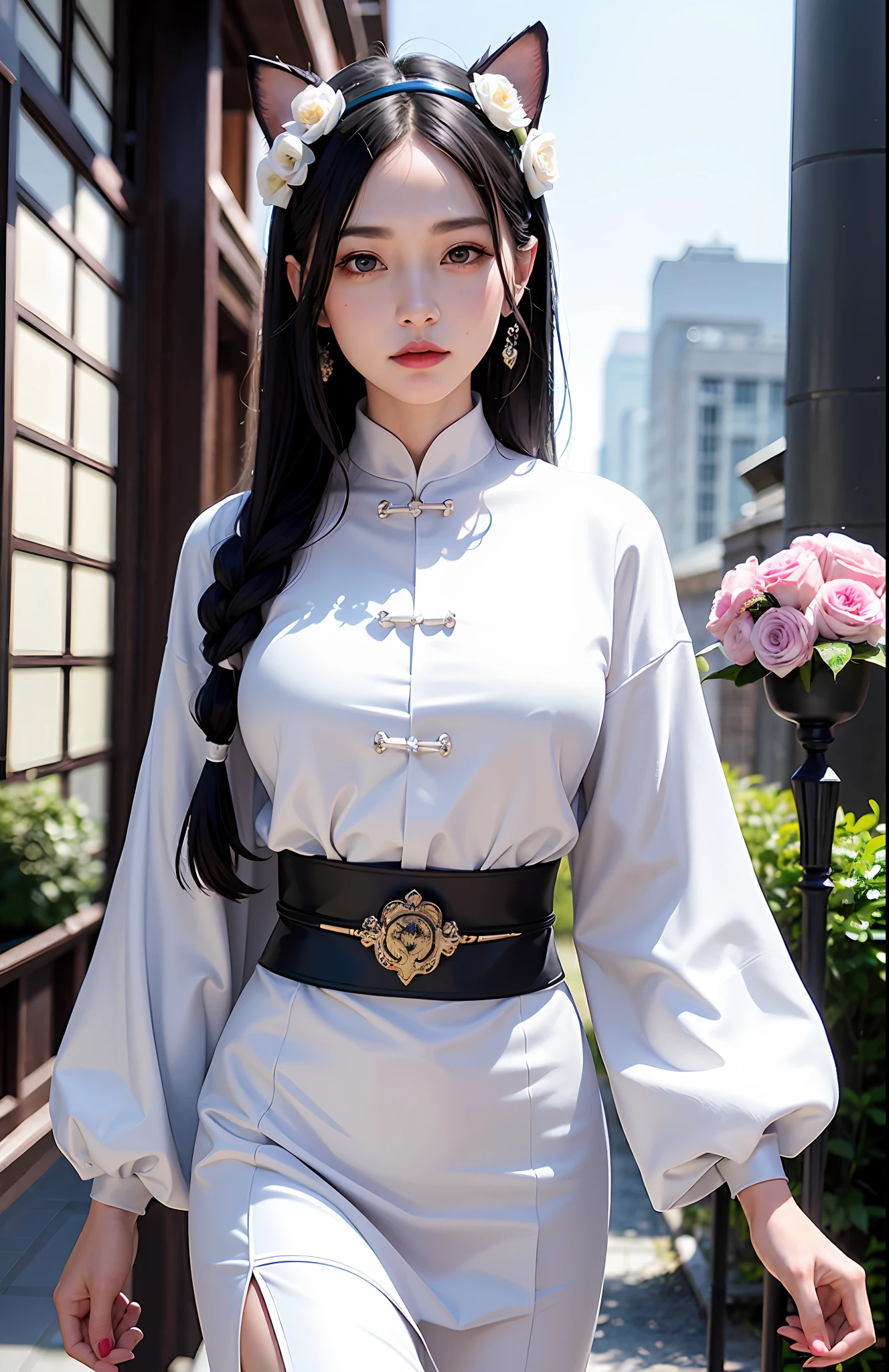 Masterpiece, Best, Night, Full Moon, 1 Female, Mature Woman, Chinese Style, Ancient China, Elder Sister, Royal Sister, Cold Face, Expressionless, Silver White Long Haired Woman, Pale Pink Lips, Calm, Intellectual, Three Belts, Gray Hitomi, Assassin, Dagger, Flower Ball Background, Strolling Street Masterpiece, Best, Night, Full Moon, 1 Female, Mature Woman, Chinese Style, Ancient China, Elder Sister, Royal Sister, Cold Face, Expressionless, Silver White Long Haired Woman, Pale pink lips, calm, intellectual, three belts, gray pupils, assassin, dagger, flower ball background, street view, white-haired catwoman, see-through, loose Hanfu, cat ears, cat tail, clear purple eyes,(NSFW:1.15)