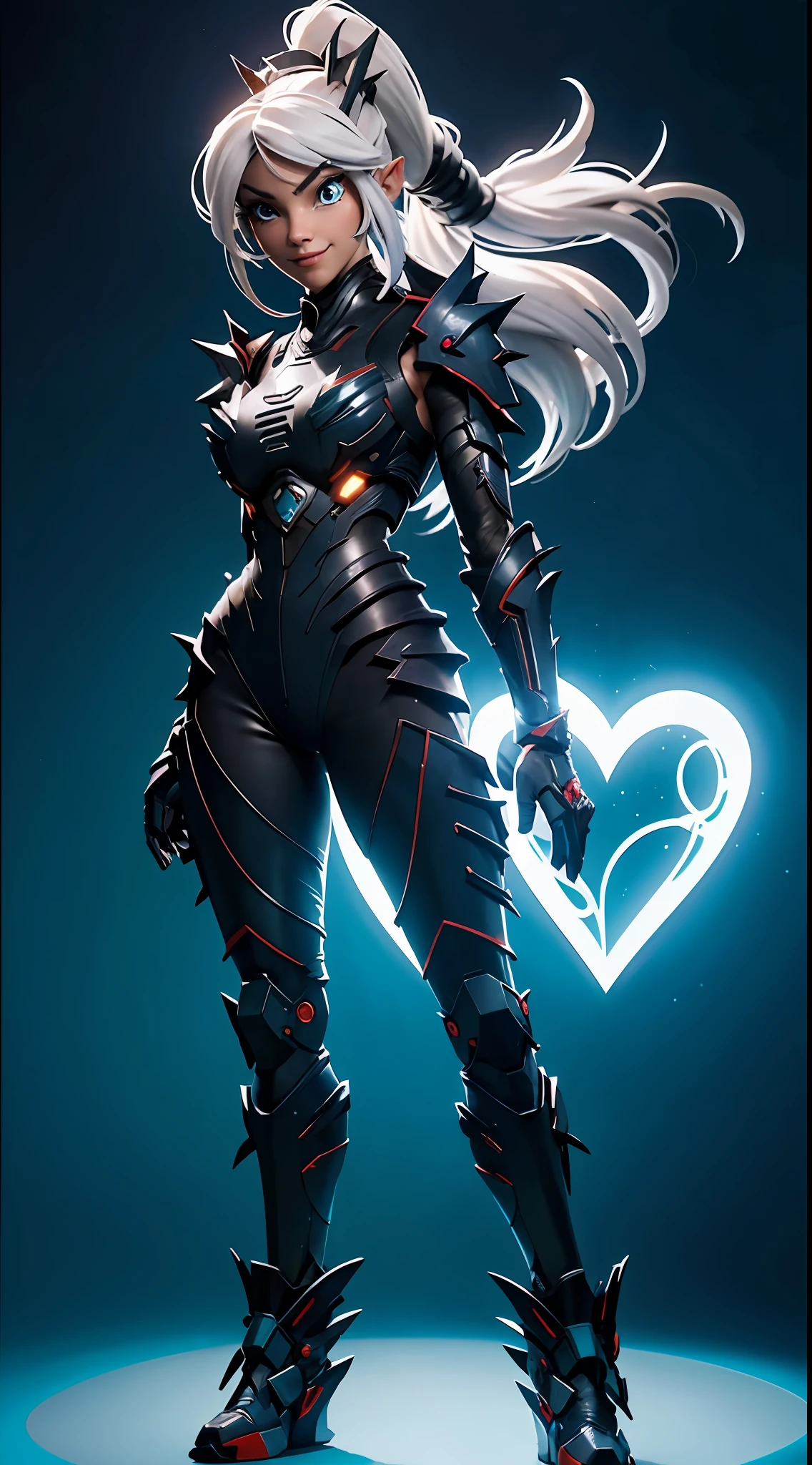Sexy female werewolf, skimpy, full body, furry body, muscle body, white hair, split ponytail, halo, flower on head, aqua eyes, heart-shaped eyes, pointy ears, grin, crazy, Pixar, high detail, backlighting, ray tracing, depth of field, close-up, bokeh, Canon, UHD, high details, anatomically correct, super detail, 8k, best quality