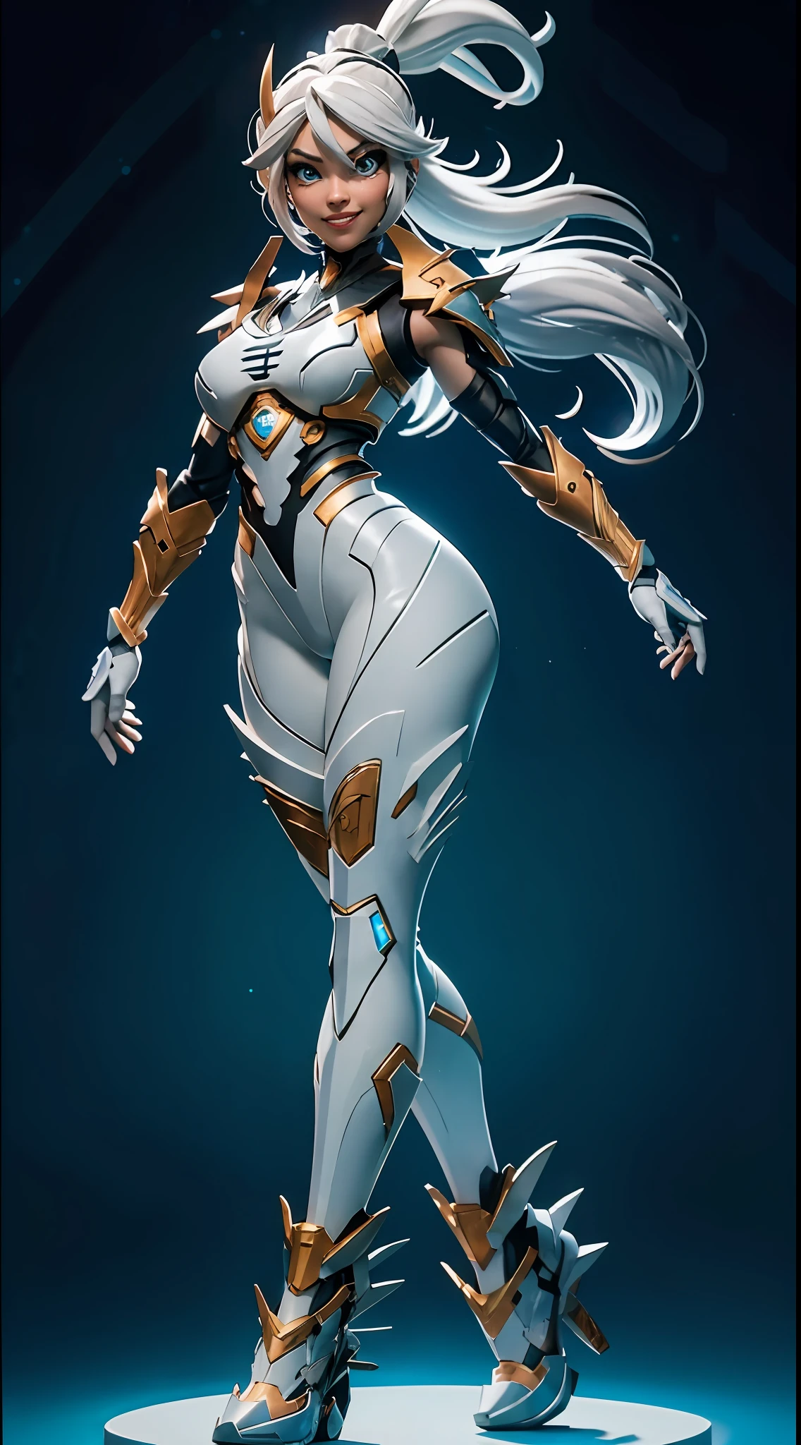 Sexy female werewolf, skimpy, full body, furry body, muscle body, white hair, split ponytail, halo, flower on head, aqua eyes, heart-shaped eyes, pointy ears, grin, crazy, Pixar, high detail, backlighting, ray tracing, depth of field, close-up, bokeh, Canon, UHD, high details, anatomically correct, super detail, 8k, best quality