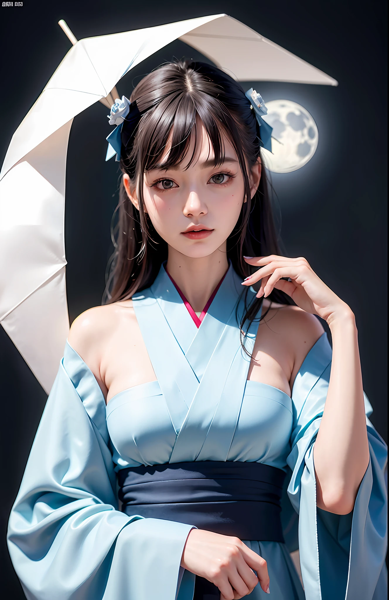 Masterpiece, Best, Night, Full Moon, 1 Female, Mature Woman, Elder Sister, Royal Sister, Cold Face, origami art, photo of doll in a origami hanfu, ###Japanese paper material###, 8k uhd, dslr, soft lighting, high quality, film grain, Fujifilm XT3,,(NSFW:1.15)