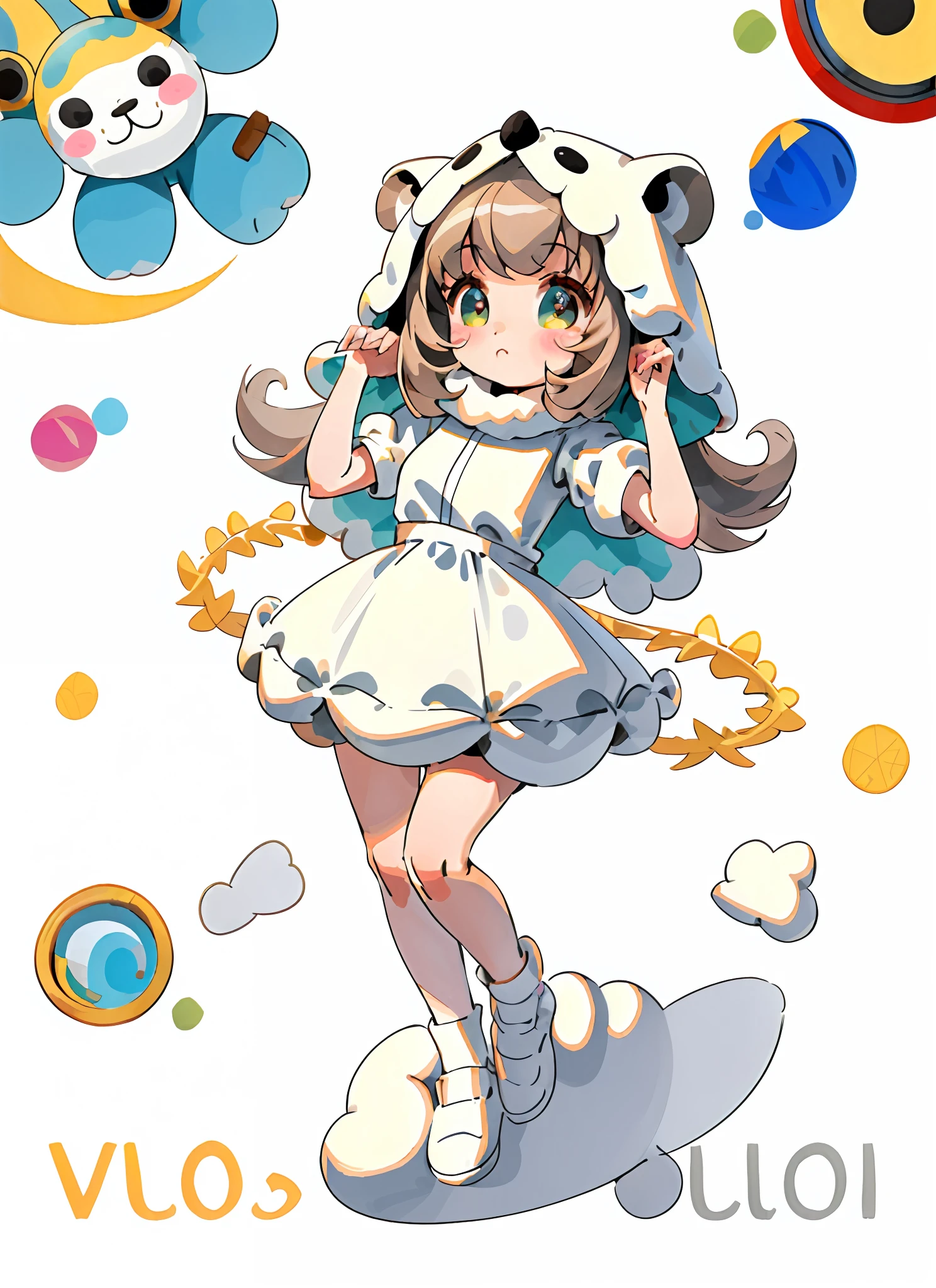 kigurumi\animal costume, (masterpiece),(best quality),(ultra-detailed), (full body:1.2),simple background,white background
1girl,chibi,cute,