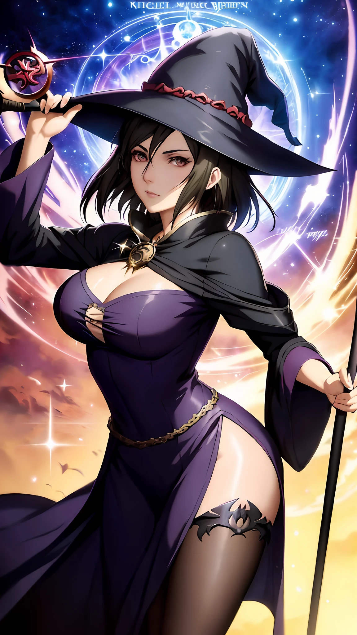 anime - style image of a woman dressed in a witch costume and holding a staff, cushart krenz key art feminine, artgerm and atey ghailan, astri lohne, by Yang J, full portrait of magical knight, alexandra fomina artstation, aly fell and artgerm, beautiful character painting, portrait of a female mage
