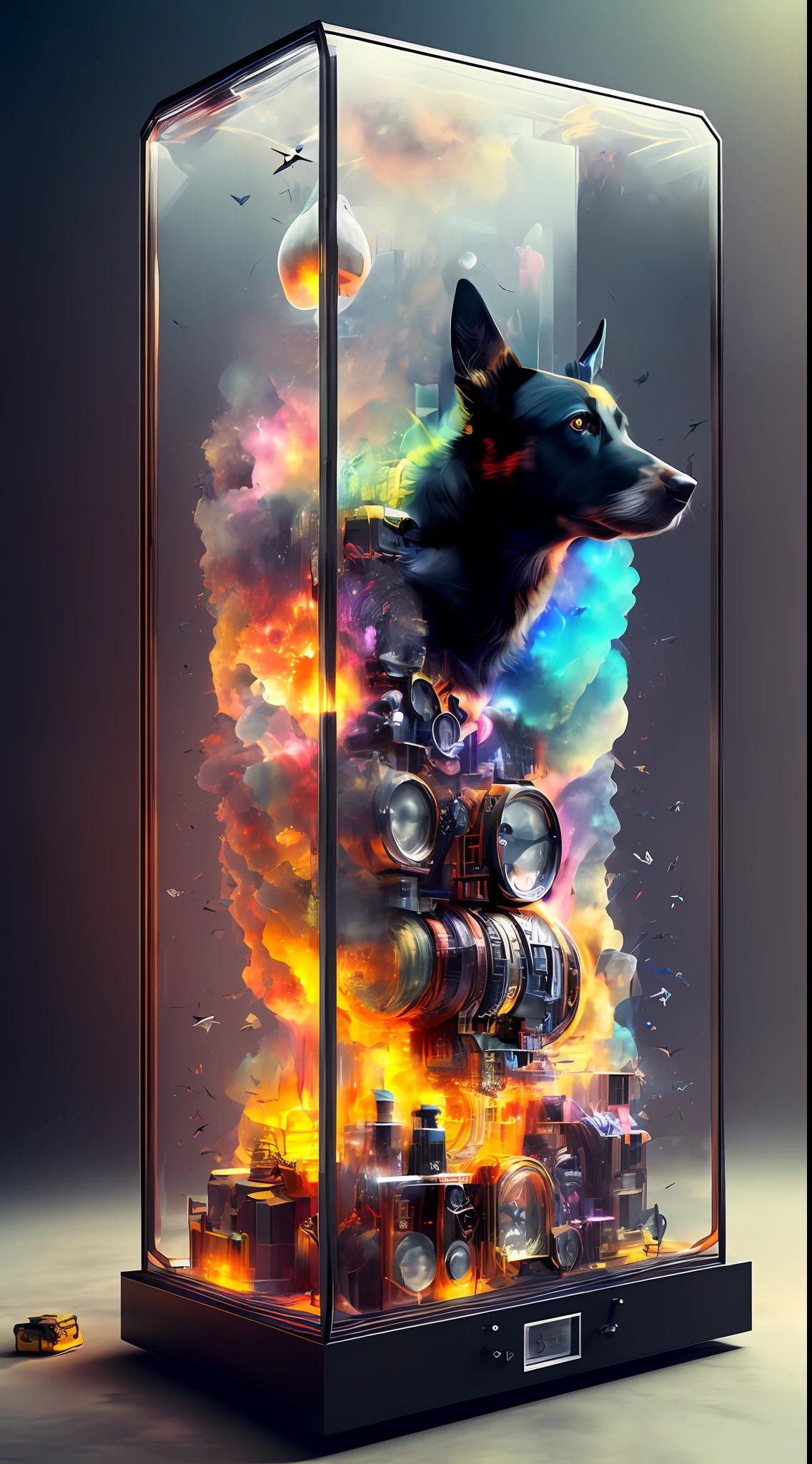knollingcase, black dog, (((vibrant, photorealistic, realistic, dramatic, sharp focus, 8k)))