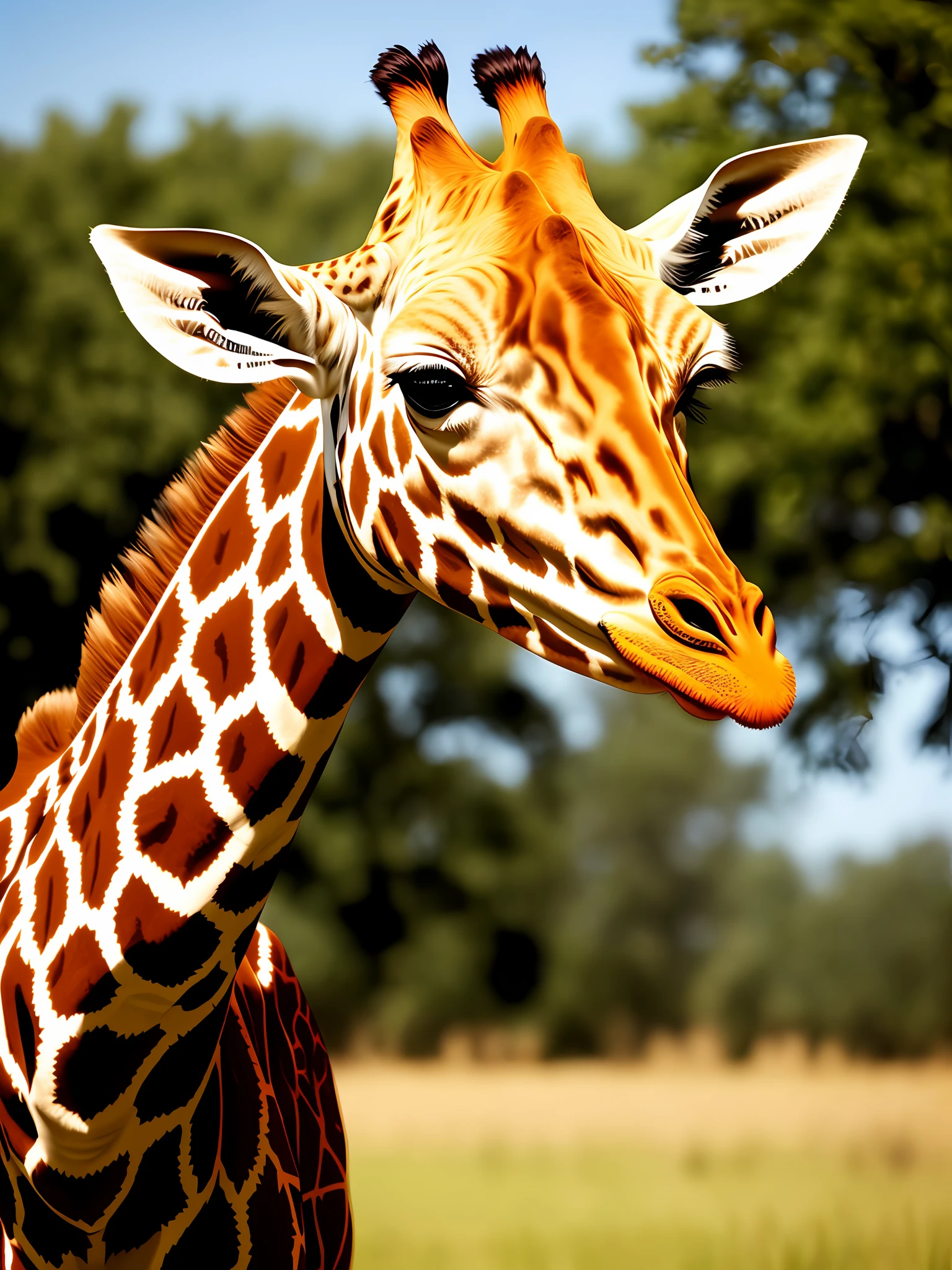 Realistic giraffe 4 k with tongue out