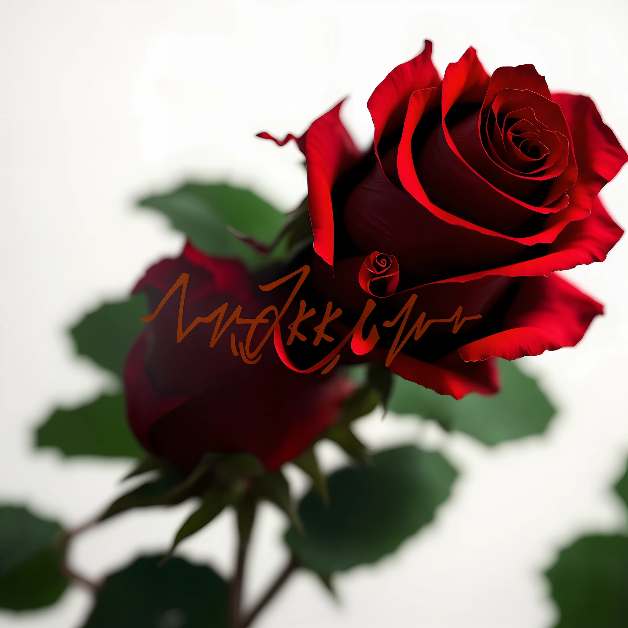 a close up of a red rose on a white background with the word'make it ', caligrafiturism style, in style of ruan jia, 中 元 节, jia, style of guo hua, inspired by Cao Buxing, inspired by Cao Zhibai, jin shan, inspired by Chen Daofu, fashion
