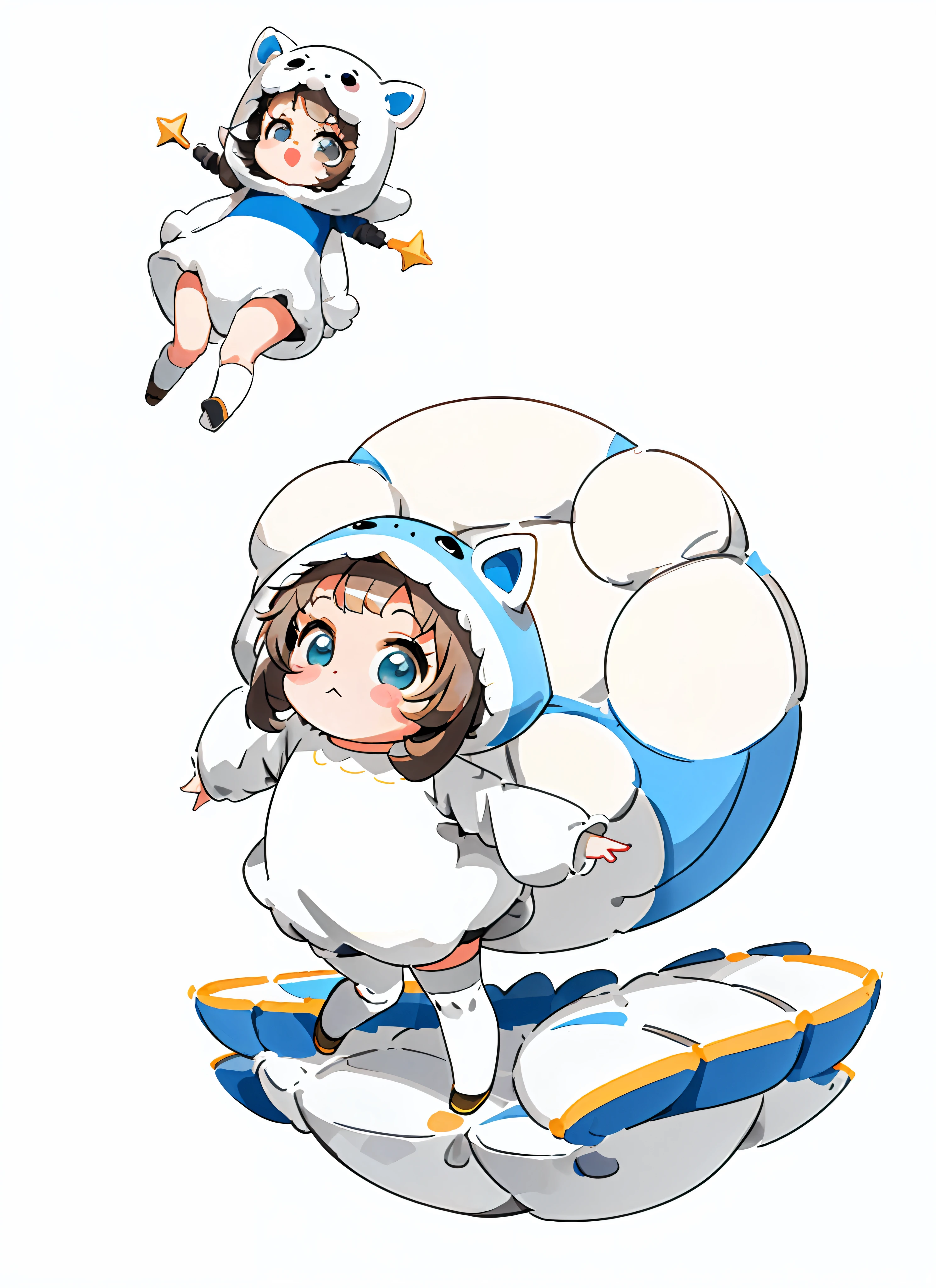 kigurumi\animal costume, (masterpiece),(best quality),(ultra-detailed), (full body:1.2),simple background,white background
1girl,chibi,cute,