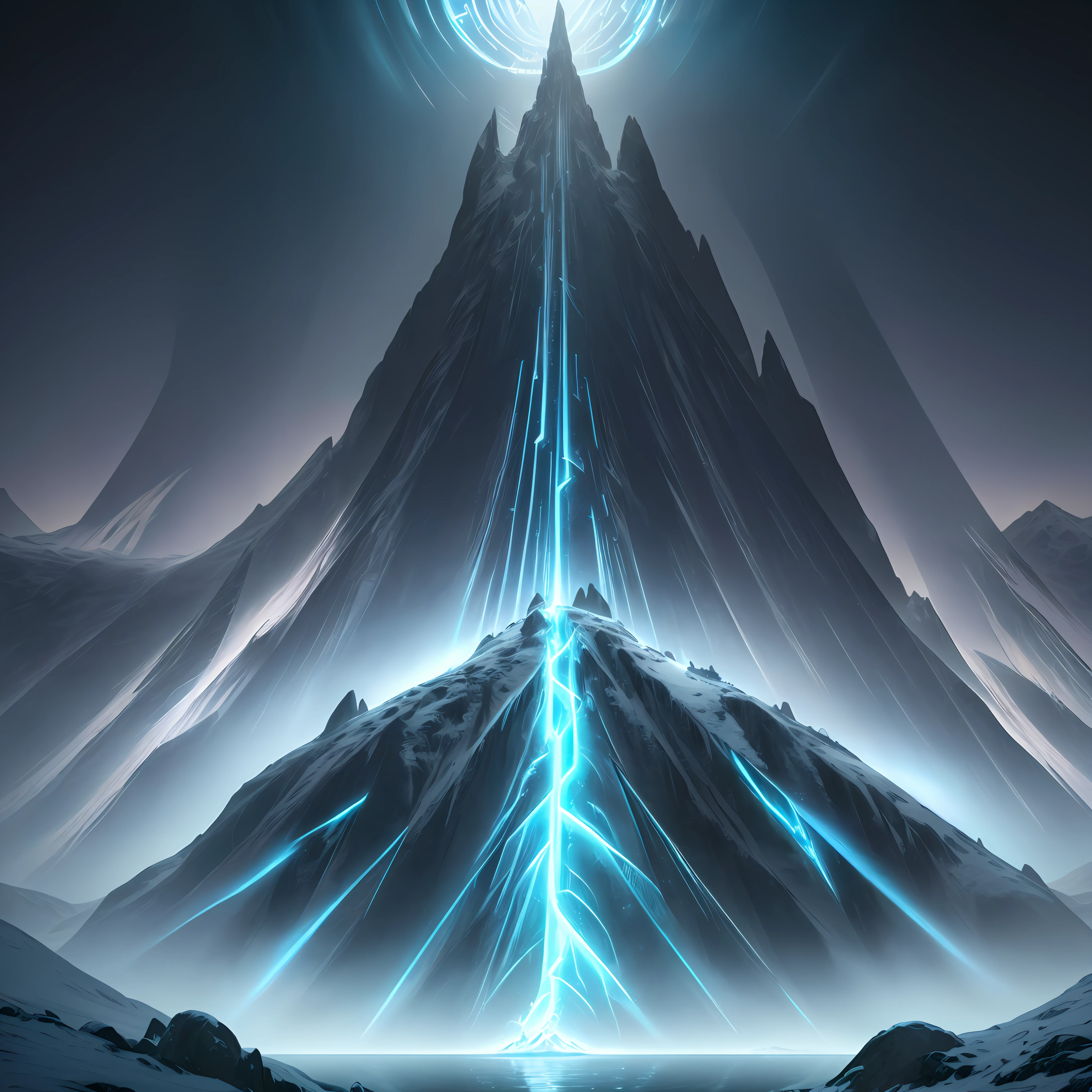 Hd wallpaper, glowing arcs and metalic light chains of  in frozen surface of the lake, top view photography in the style of cinematic poster and high clarity, in the style of game of thrones, unpleasant, horror, terrifying look, uhd, 8k resolution, balanced, high dynamic range color, strong highlight