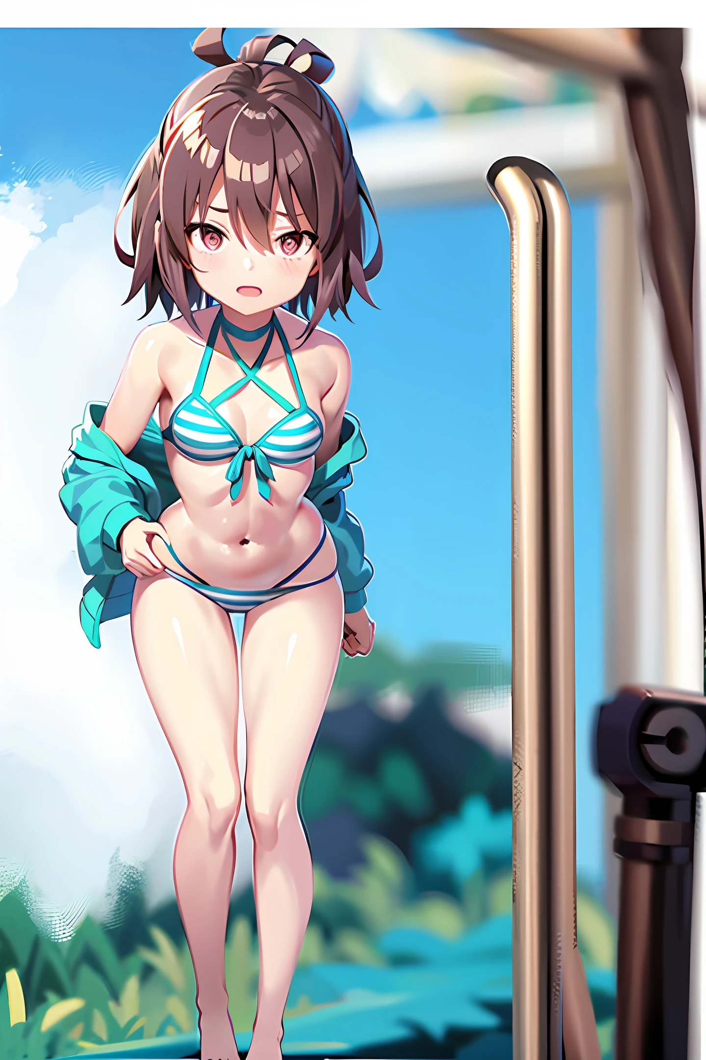 Stripe Shortcut Crouch Anime Swimsuit Micro 