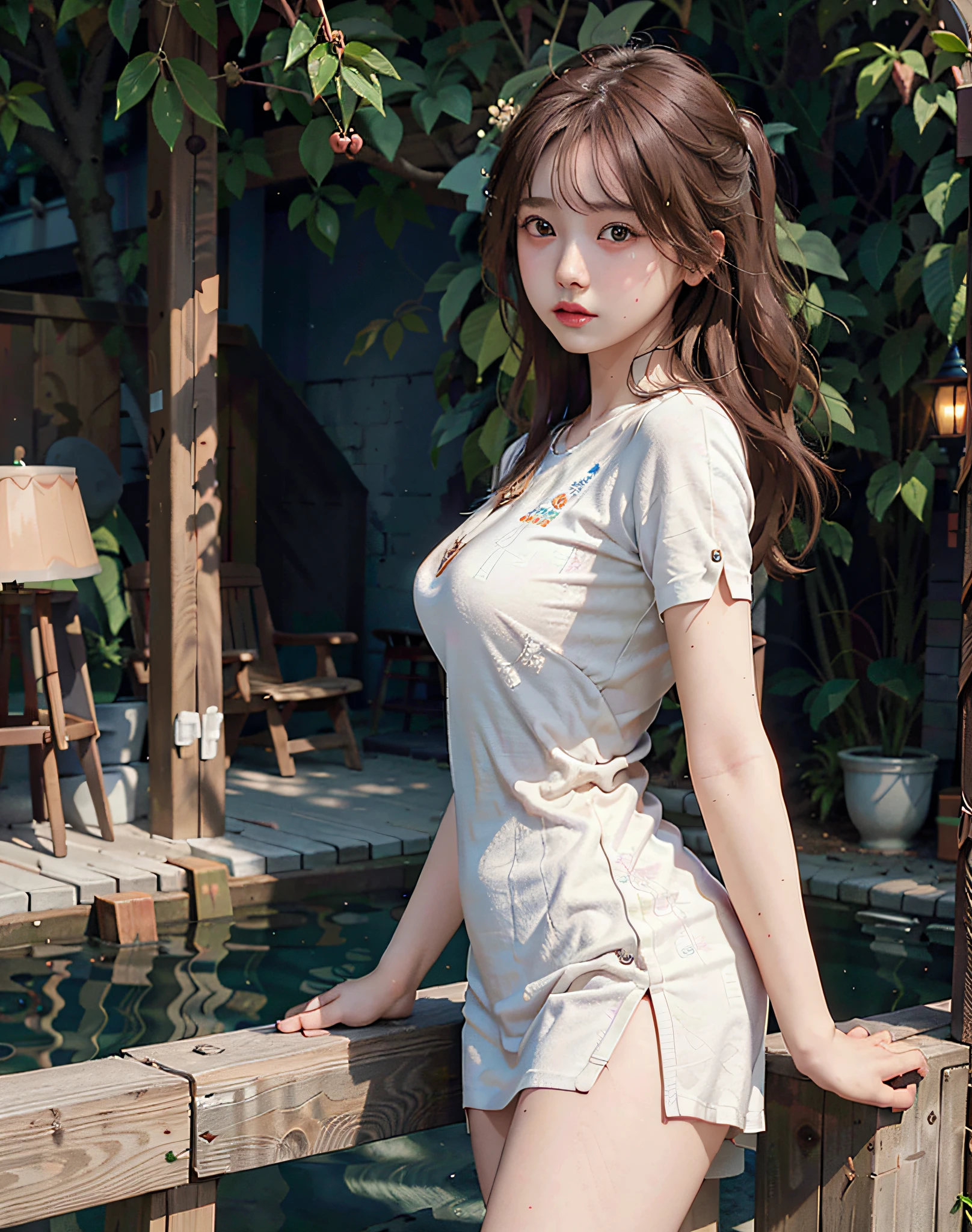 1 Girl, Medium Tits, Starry Eyes, (8k, RAW Photo, High Sensitivity, Best Quality, Masterpiece, Ultra High Resolution, Realism: 1.25), Blush, (Very Detailed CG Unity 8k Wallpaper, Best Quality, High Resolution: 1.2), (ultra_detailed, UHD: 1.2), Perfect Lighting, Unique, (1 Girl: 1.4), (Pretty Girl: 1.2), Unreal Engine, Side Light, Perfect Face, Detailed Face, Perfect Body, Beautiful Eyes, Beautiful Face, (Bright Skin: 1.4), Idol, (Full Body), White T-shirt, Transparent,