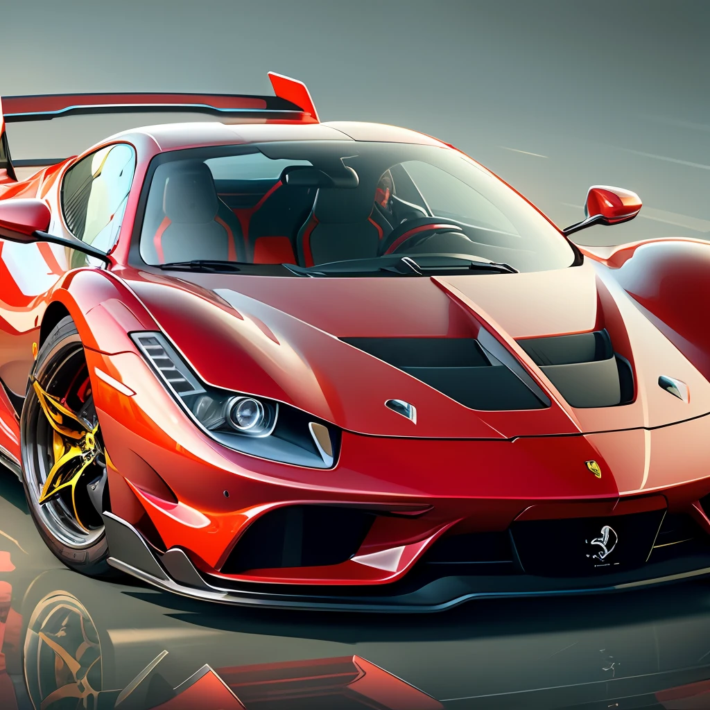 Ferrari HyperCar, dynamic, stylized, minimalist, vector, cars, angles, perspectives, vibrant colors, fluid movement, soft lighting, metallic reflections, soft shadows, vector shape, scalable, elegance, modernity, energy, contemporary, vibrant -- --auto --s2