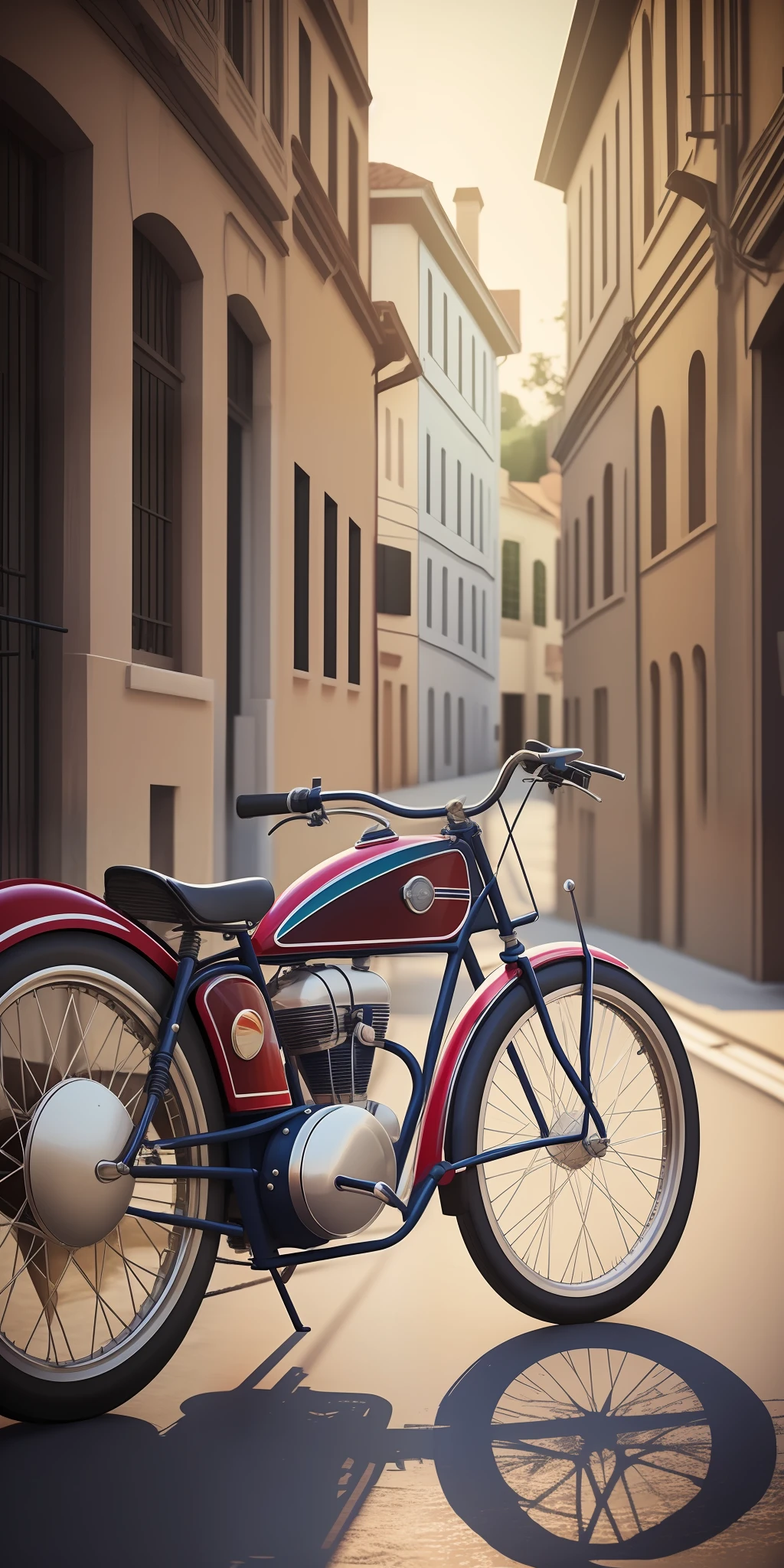 a classic bike, colorful and vintage styled like a (t-shirt design) Add realistic volumetric light to turn it into a visual masterpiece, 2D, vetores --auto --s2