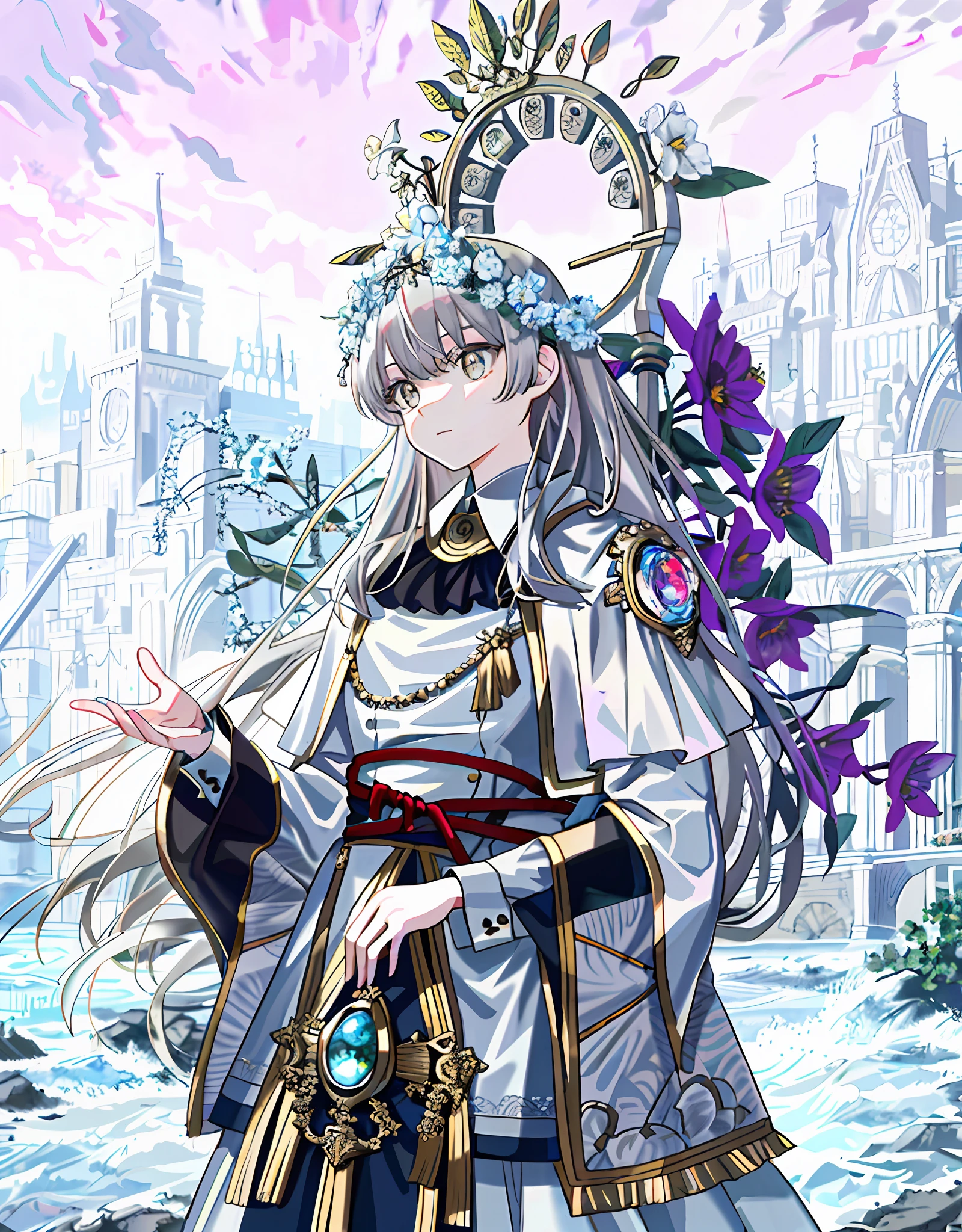 Very detailed, cumbersome lines, bright eyes, masterpiece, gray hair
