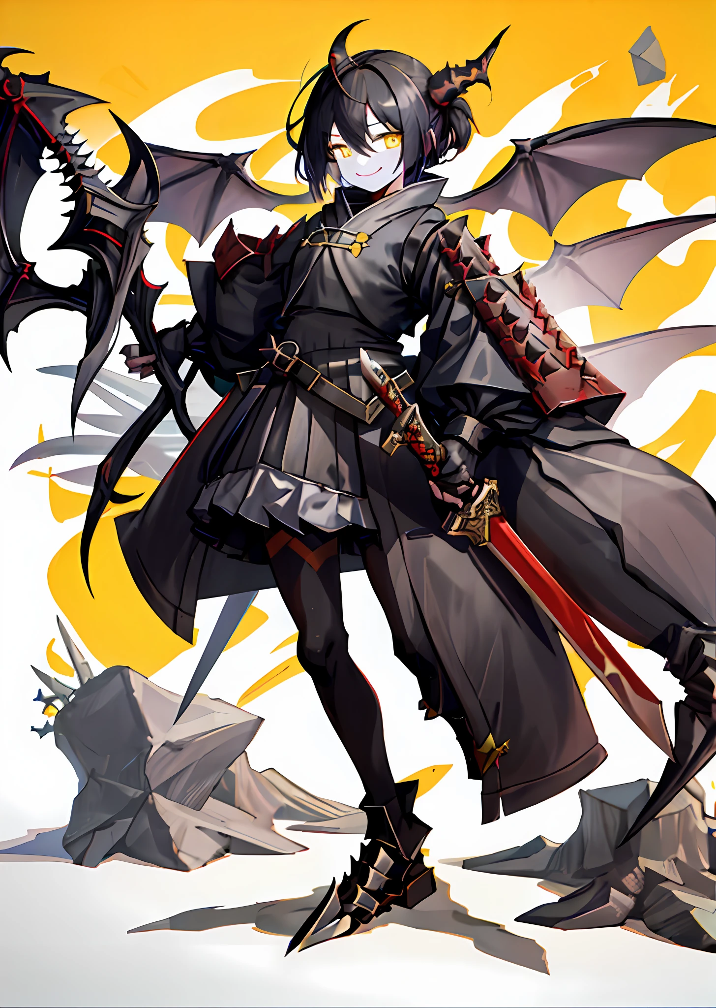 Yellow eyes, Highly detailed eyes, smiling