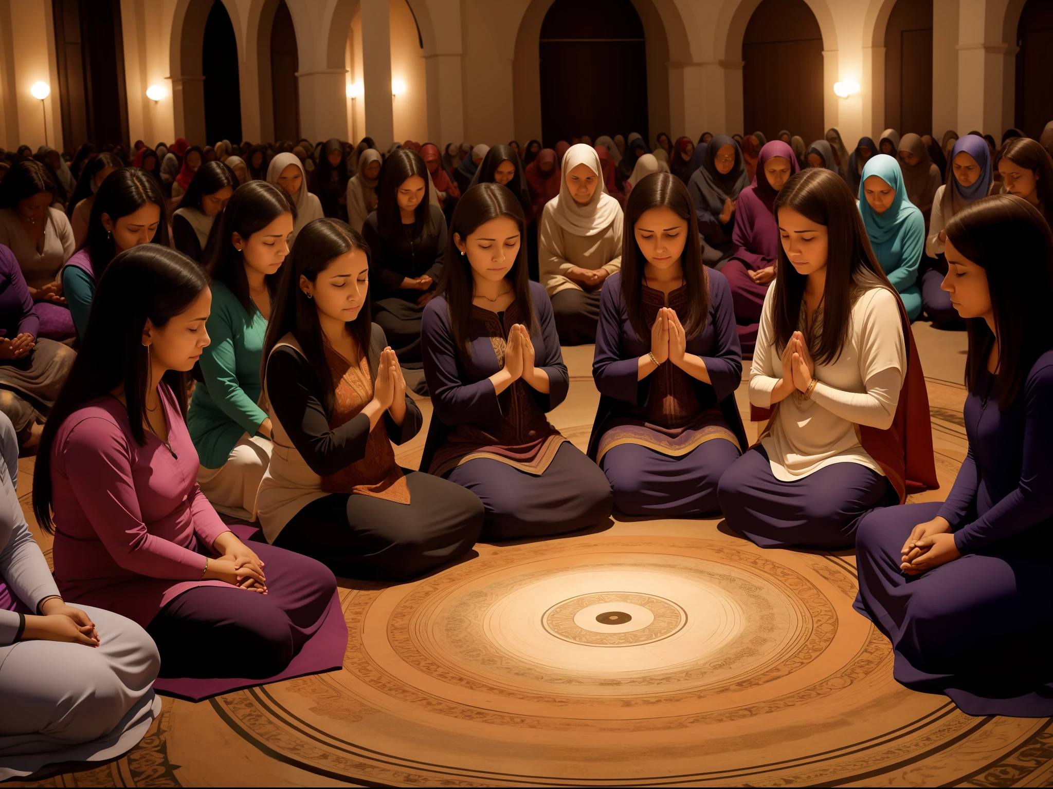 women praying in a circle
