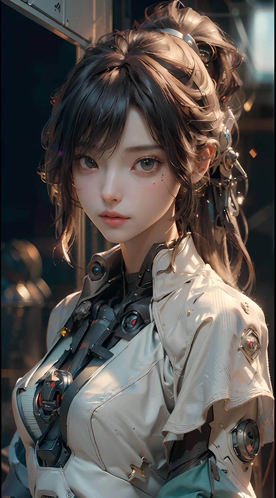 ((Best quality)), ((masterpiece)), (detailed:1.4), 3D, an image of a beautiful cyberpunk female,HDR (High Dynamic Range),Ray Tracing,NVIDIA RTX,Super-Resolution,Unreal 5,Subsurface scattering,PBR Texturing,Post-processing,Anisotropic Filtering,Depth-of-field,Maximum clarity and sharpness,Multi-layered textures,Albedo and Specular maps,Surface shading,Accurate simulation of light-material interaction,Perfect proportions,Octane Render,Two-tone lighting,Wide aperture,Low ISO,White balance,Rule of thirds,8K RAW,