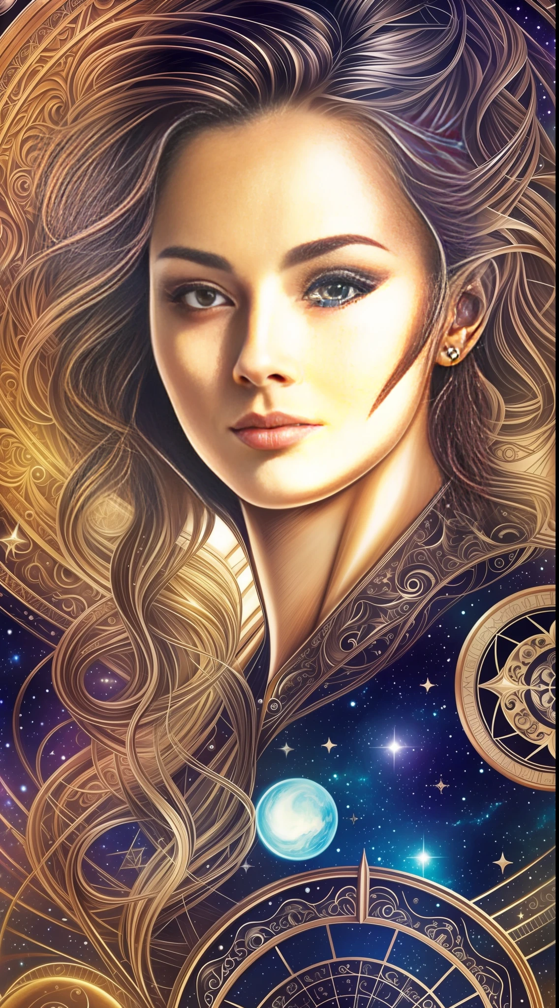 ((Best quality)) Create a realistic drawing image that is a masterpiece, depicting all the signs of the zodiac in a magnificent cosmic setting. Characters must be perfect in every aspect, from their bodies to their facial features. Make sure the end result is a true masterpiece of better quality, in film cover style, that leaves observers impressed."