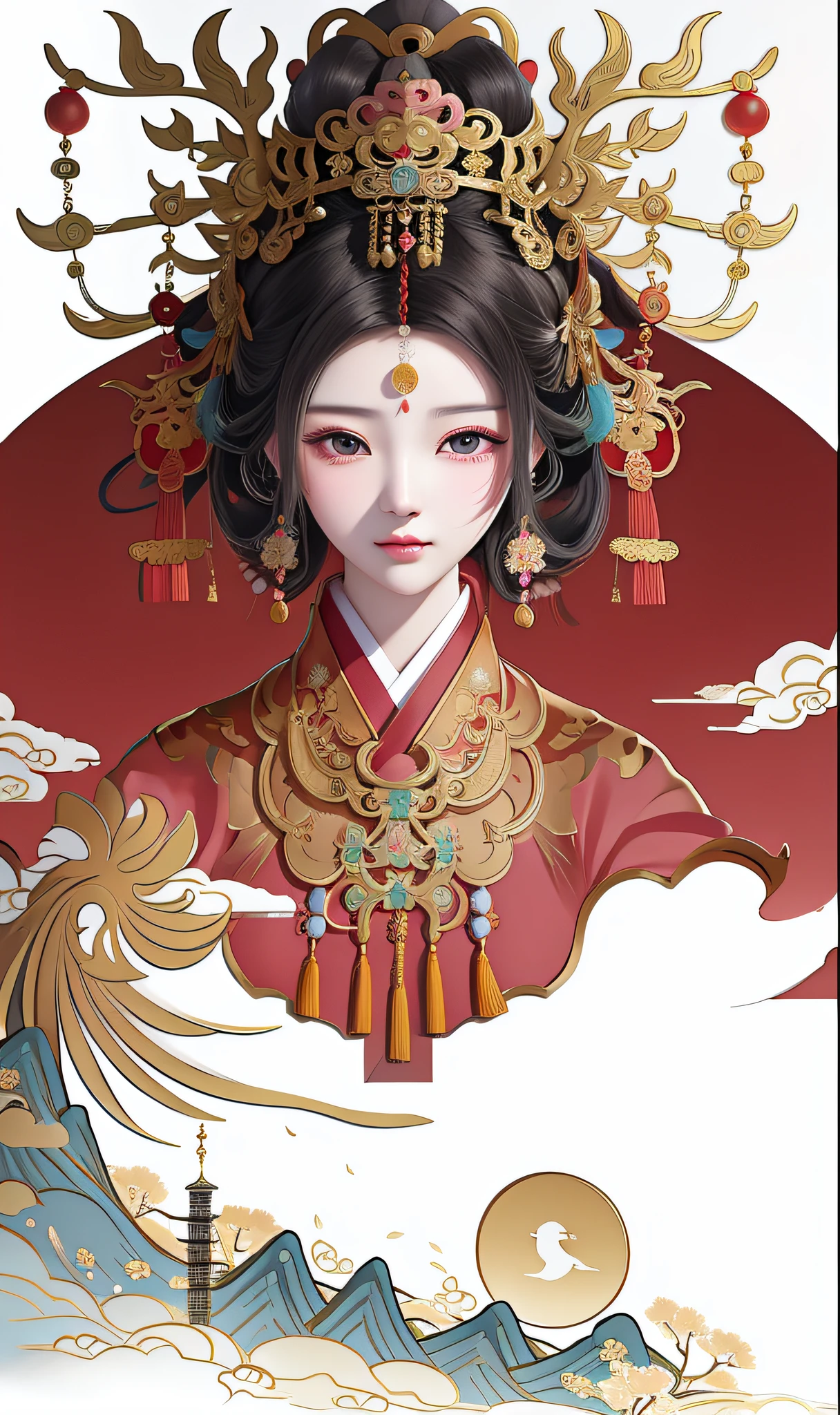 anime girl in traditional chinese dress with a bird in her hair, palace ， a girl in hanfu, a beautiful fantasy empress, beautiful character painting, artwork in the style of guweiz, ((a beautiful fantasy empress)), inspired by Lan Ying, ancient chinese princess, a beautiful artwork illustration, inspired by Pu Hua, exquisite digital illustration, inspired by Qiu Ying