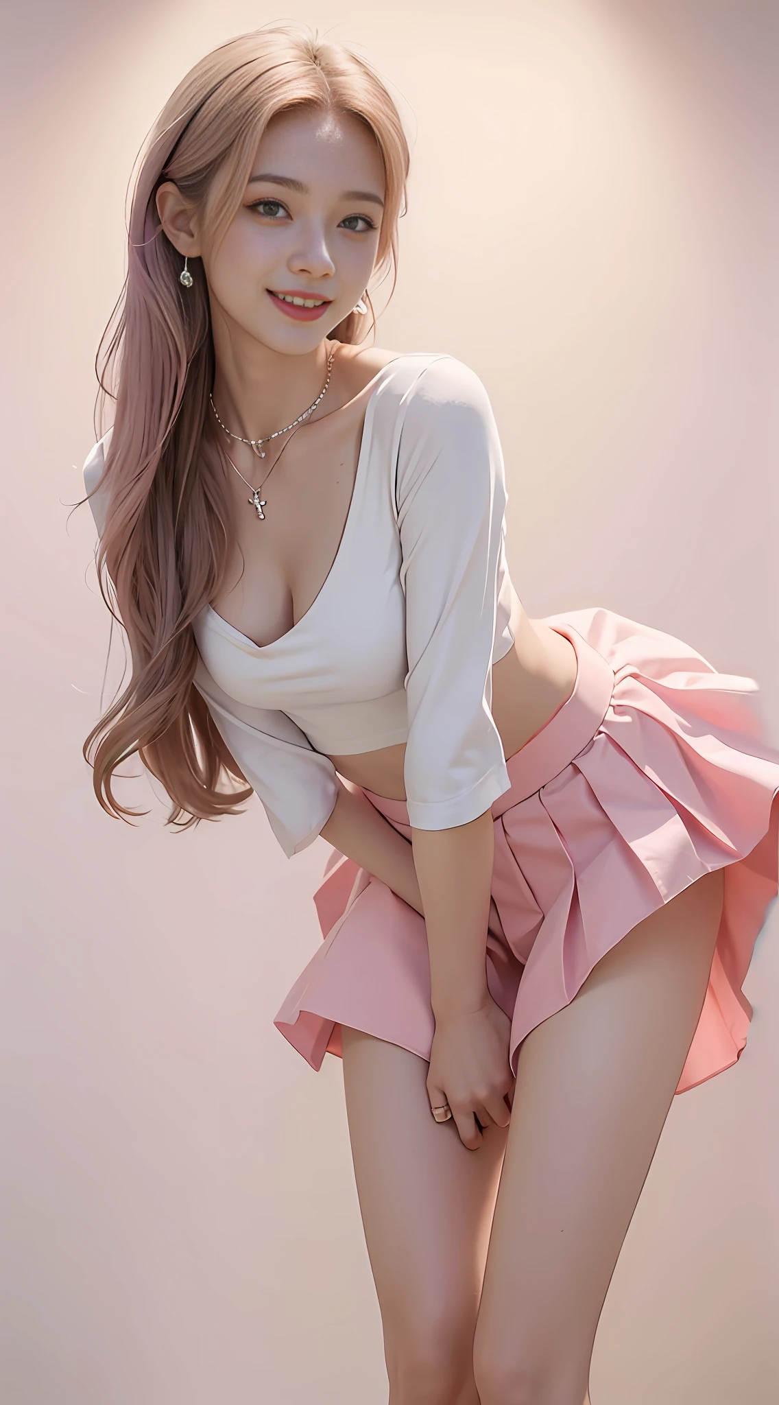 Pink skirt, beautiful legs