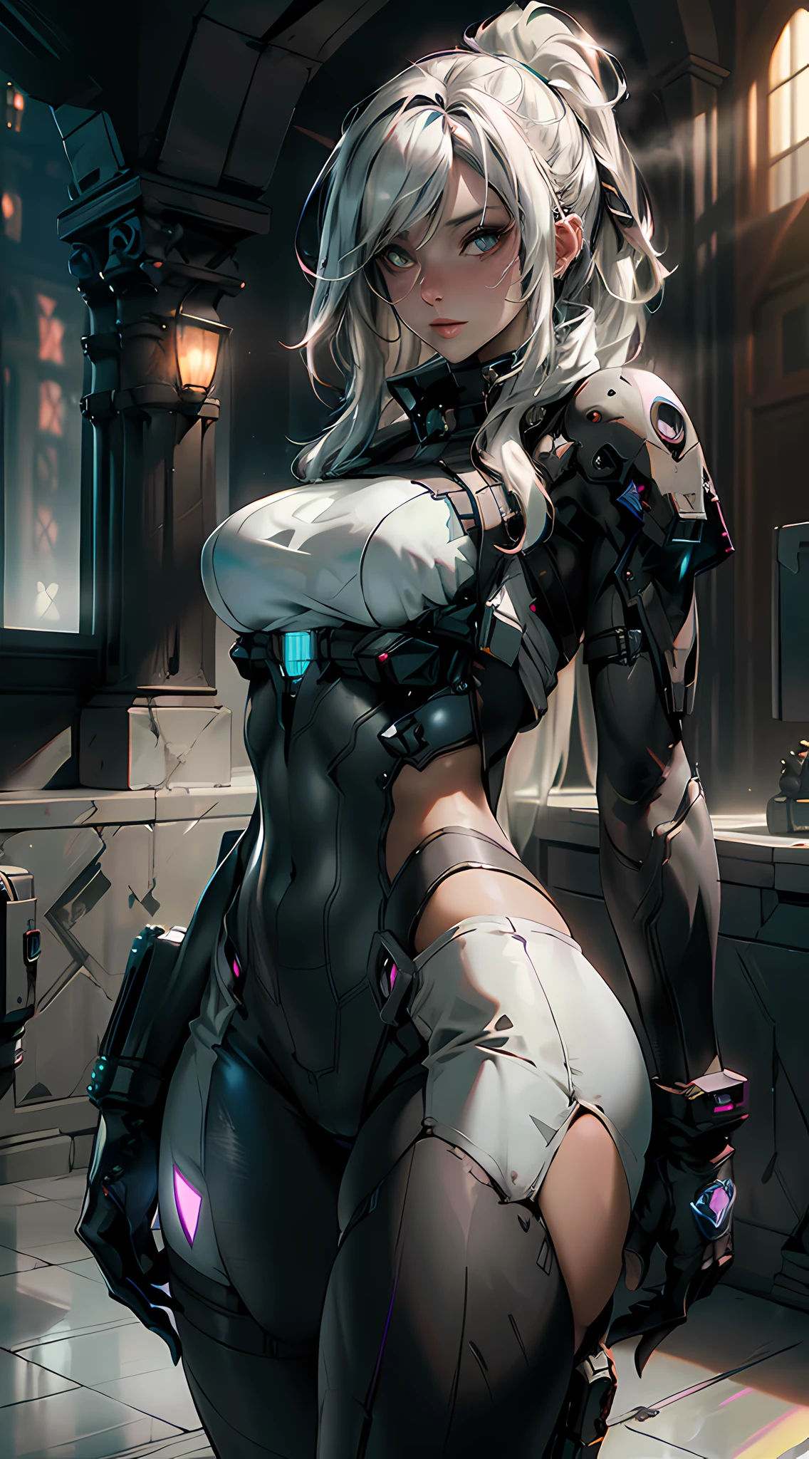 ((Best quality)), ((masterpiece)), (detailed:1.4), 3D, an image of a beautiful cyberpunk female,HDR (High Dynamic Range),Ray Tracing,NVIDIA RTX,Super-Resolution,Unreal 5,Subsurface scattering,PBR Texturing,Post-processing,Anisotropic Filtering,Depth-of-field,Maximum clarity and sharpness,Multi-layered textures,Albedo and Specular maps,Surface shading,Accurate simulation of light-material interaction,Perfect proportions,Octane Render,Two-tone lighting,Wide aperture,Low ISO,White balance,Rule of thirds,8K RAW,