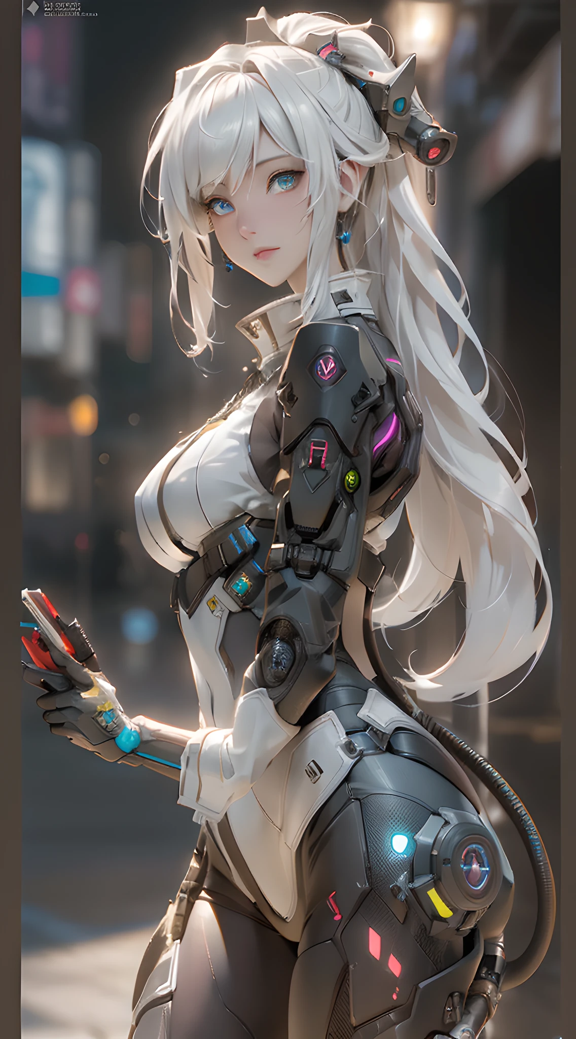 ((Best quality)), ((masterpiece)), (detailed:1.4), 3D, an image of a beautiful cyberpunk female,HDR (High Dynamic Range),Ray Tracing,NVIDIA RTX,Super-Resolution,Unreal 5,Subsurface scattering,PBR Texturing,Post-processing,Anisotropic Filtering,Depth-of-field,Maximum clarity and sharpness,Multi-layered textures,Albedo and Specular maps,Surface shading,Accurate simulation of light-material interaction,Perfect proportions,Octane Render,Two-tone lighting,Wide aperture,Low ISO,White balance,Rule of thirds,8K RAW,