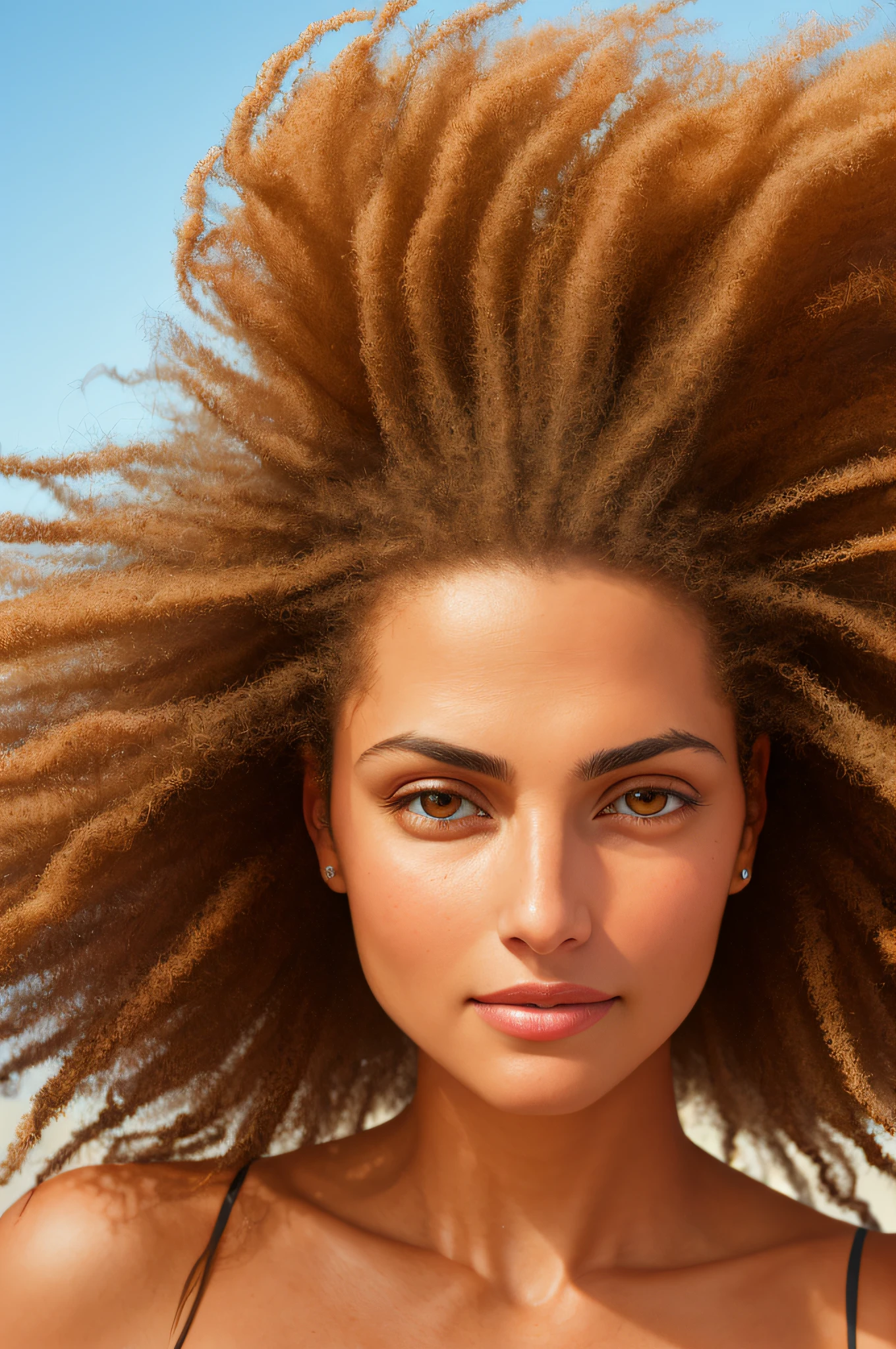 Head photo of the beautiful Emb-Nada, front face aligned with camera, studio lighting, 8K, photo shoot, 9-inch F/5 Kershaw soft focus lens. 6, RAW photo, by Annie Leibovitz Herb Ritts