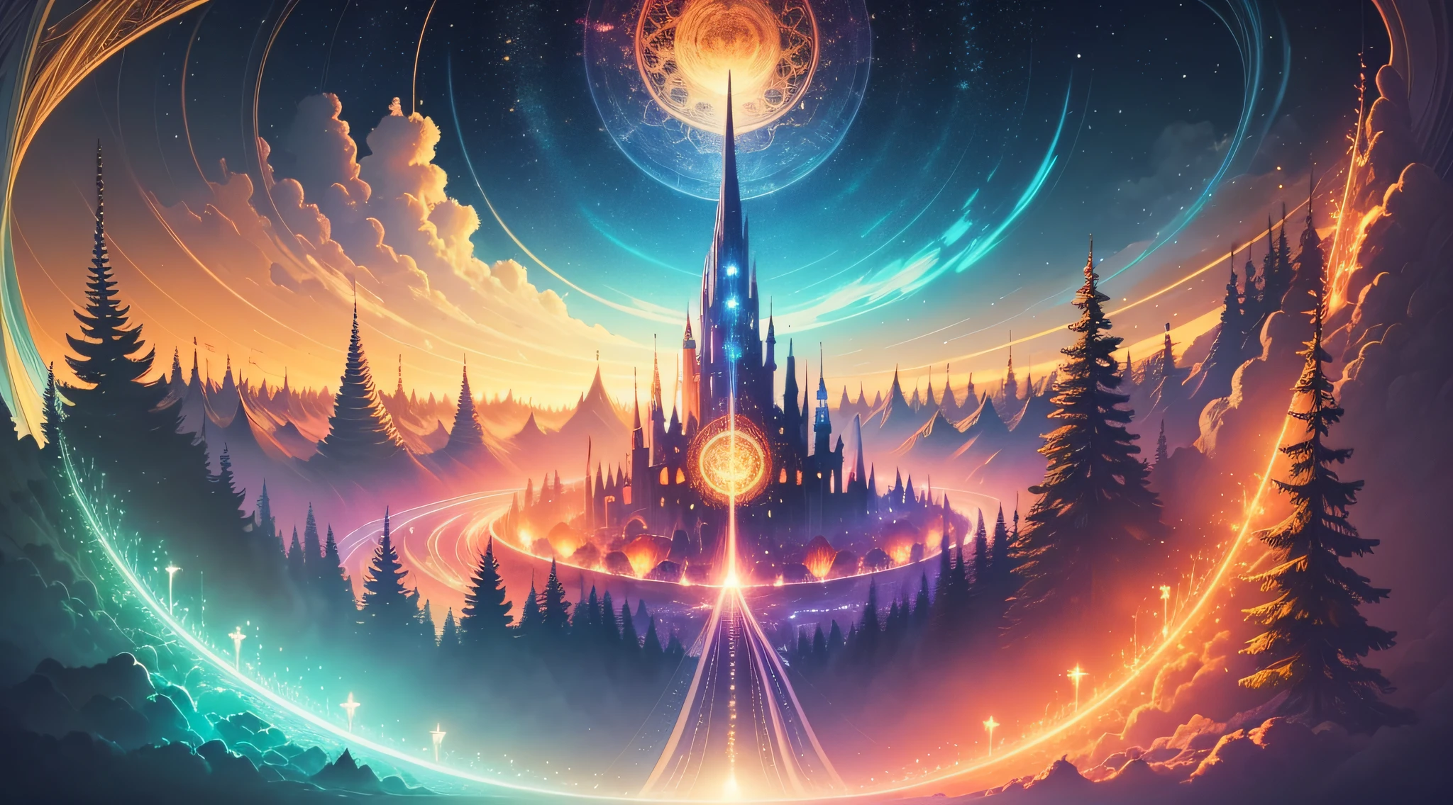 light of the world. An illustration with intricate details, vibrant colors of nature. Abstract