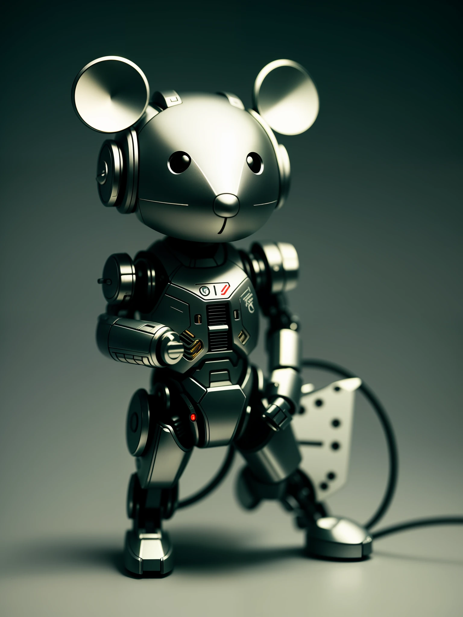 A cute little mouse made of metal, (cyborg: 1.1), ([tail | detailed wire]: 1.3), (complex details), hdr, (complex details, hyperdetailed: 1.2), cinema shot, centered