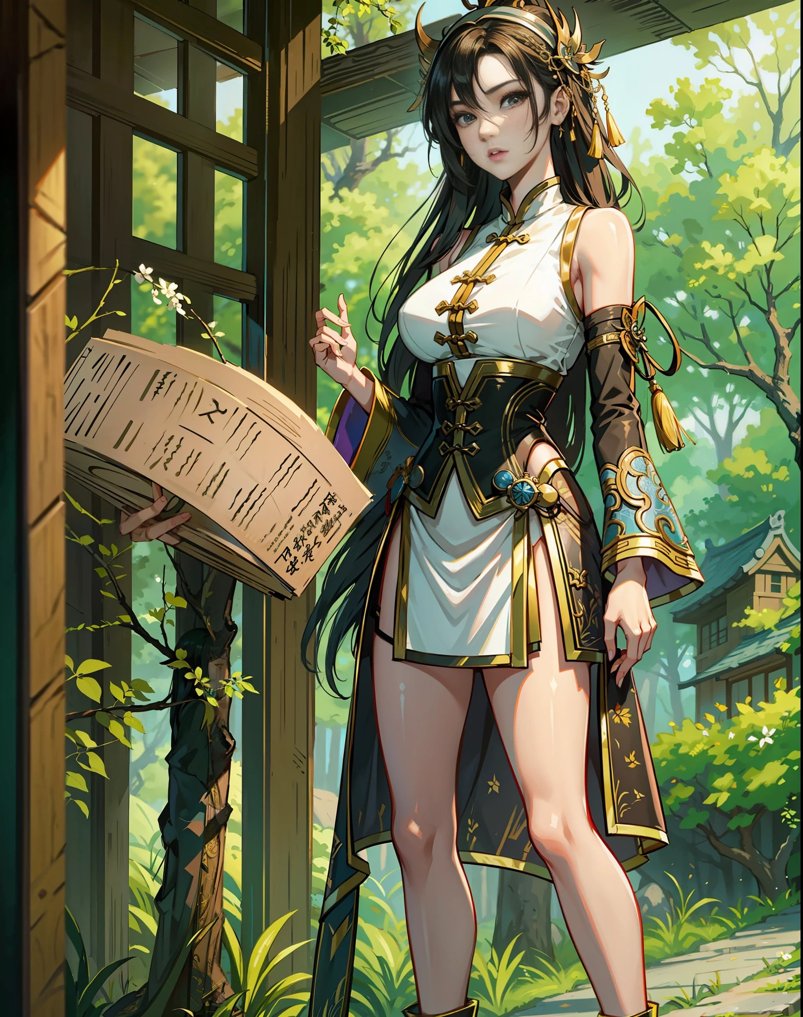 Beauty, Lin Qingxia who looks oak when she was young, surrounded by open woods, 8K, wearing fashion, high heels, straight face --auto --s2