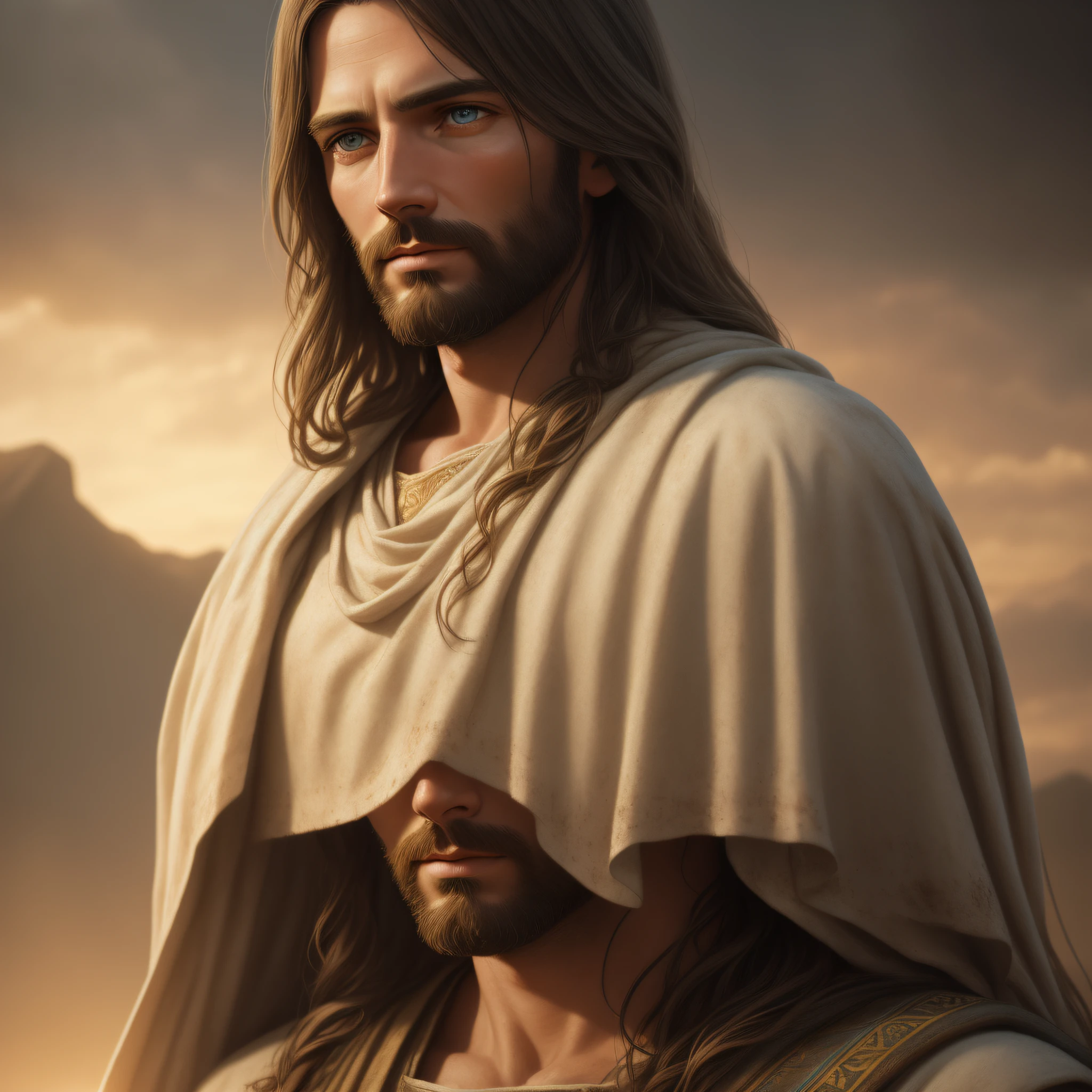 JESUS CHRIST PHOTO : realistic epic, soft cinematic portrait, adobe lightroom, photographic lab, highly detailed, faded, (neutral colors: 1.2), (hdr: 1.4) , (soft colors:1.2), hyperdetailed, (artstation:1.4), cinematic, warm lights, dramatic light, (intricate details:1.1), complex background, (rutkowski:0.66), (blue and orange:0.4)