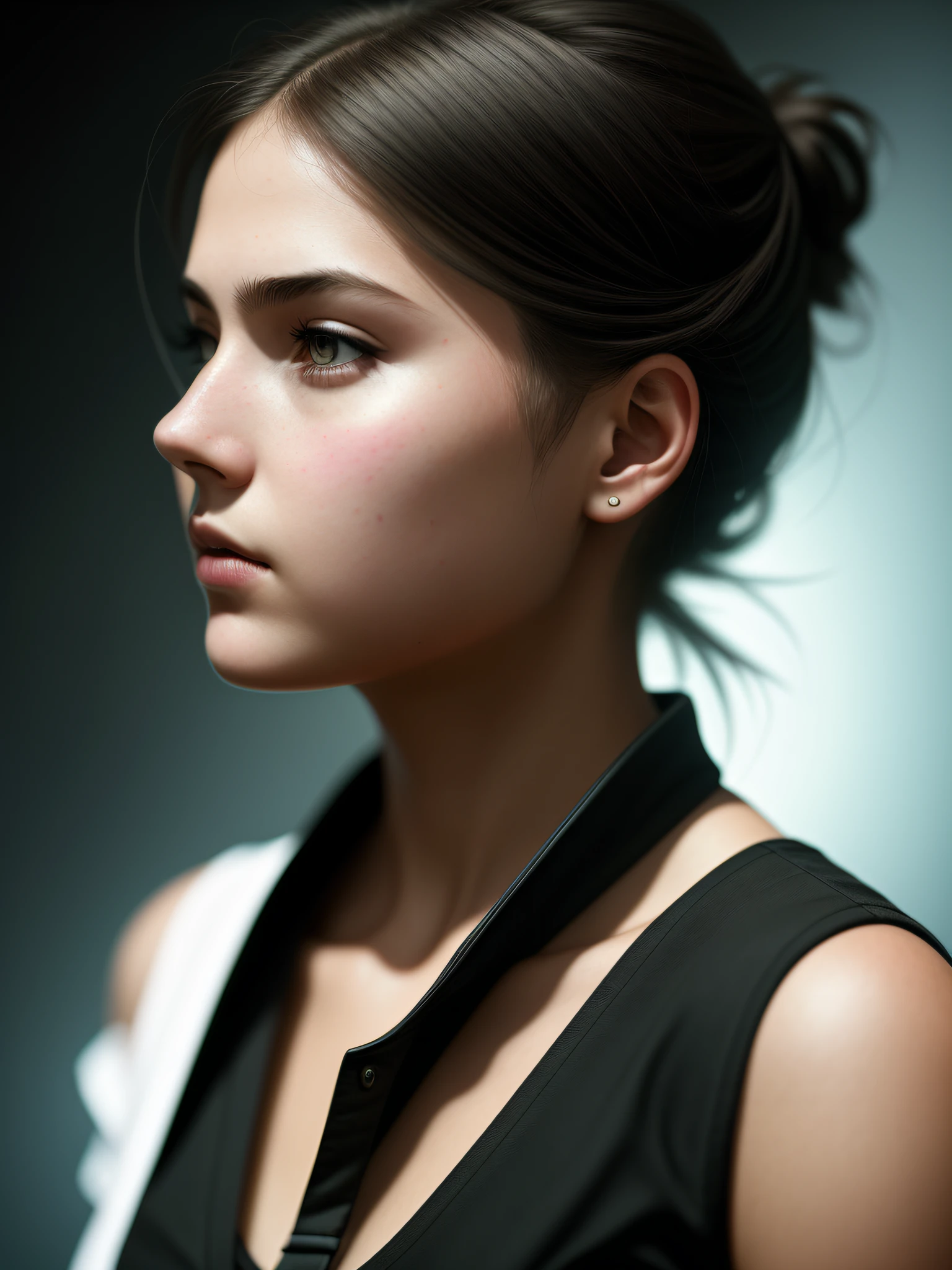 ssdarts a girl, (((front face view))) dark atmospheric, hyper-realistic, hyper-detailed, best quality masterpiece, photorealistic, detailed, sharp focus, 8k, HDR, shallow depth of field, wide light, high contrast, backlighting, bloom, chromatic aberration, sharp focus, Artgerm, Greg Rutkowski, 35mm