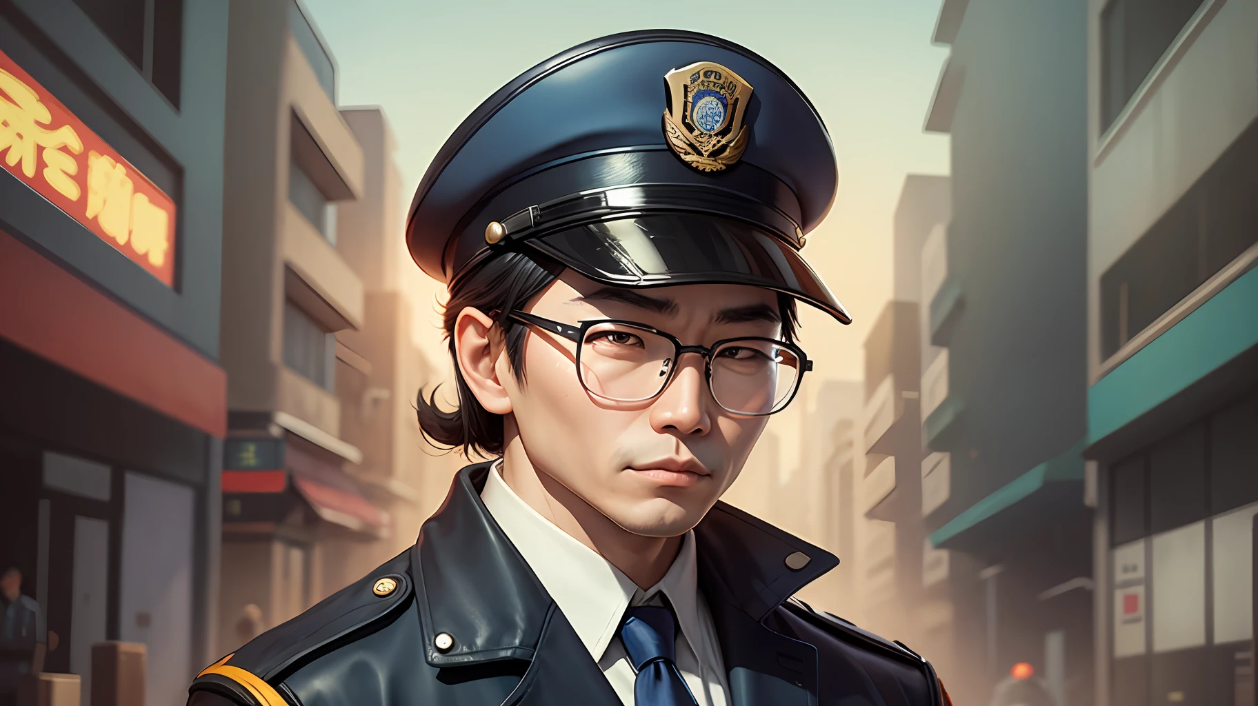 a 80s Chinese police detective with glasses --auto --s2