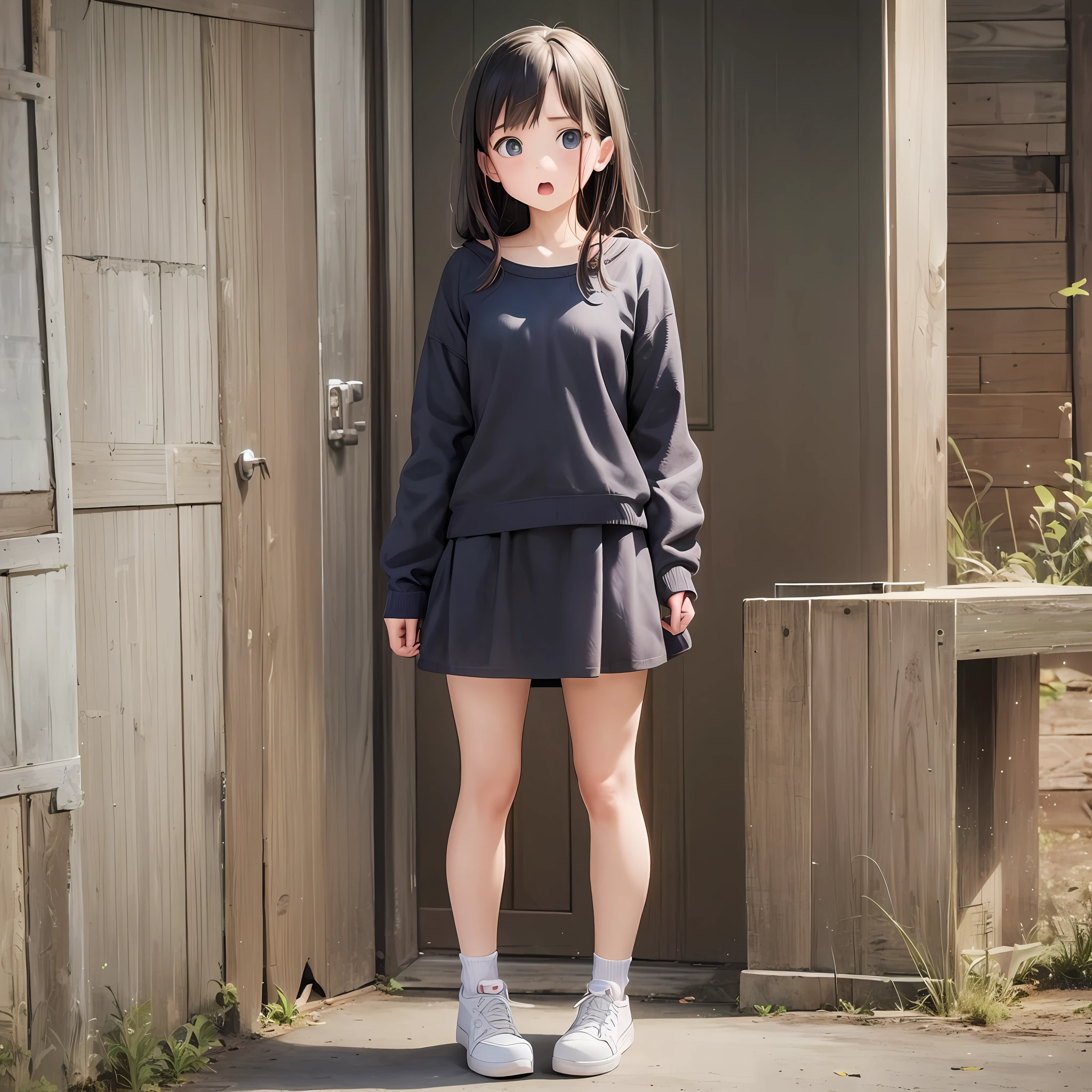 Girl is surprised and standing
