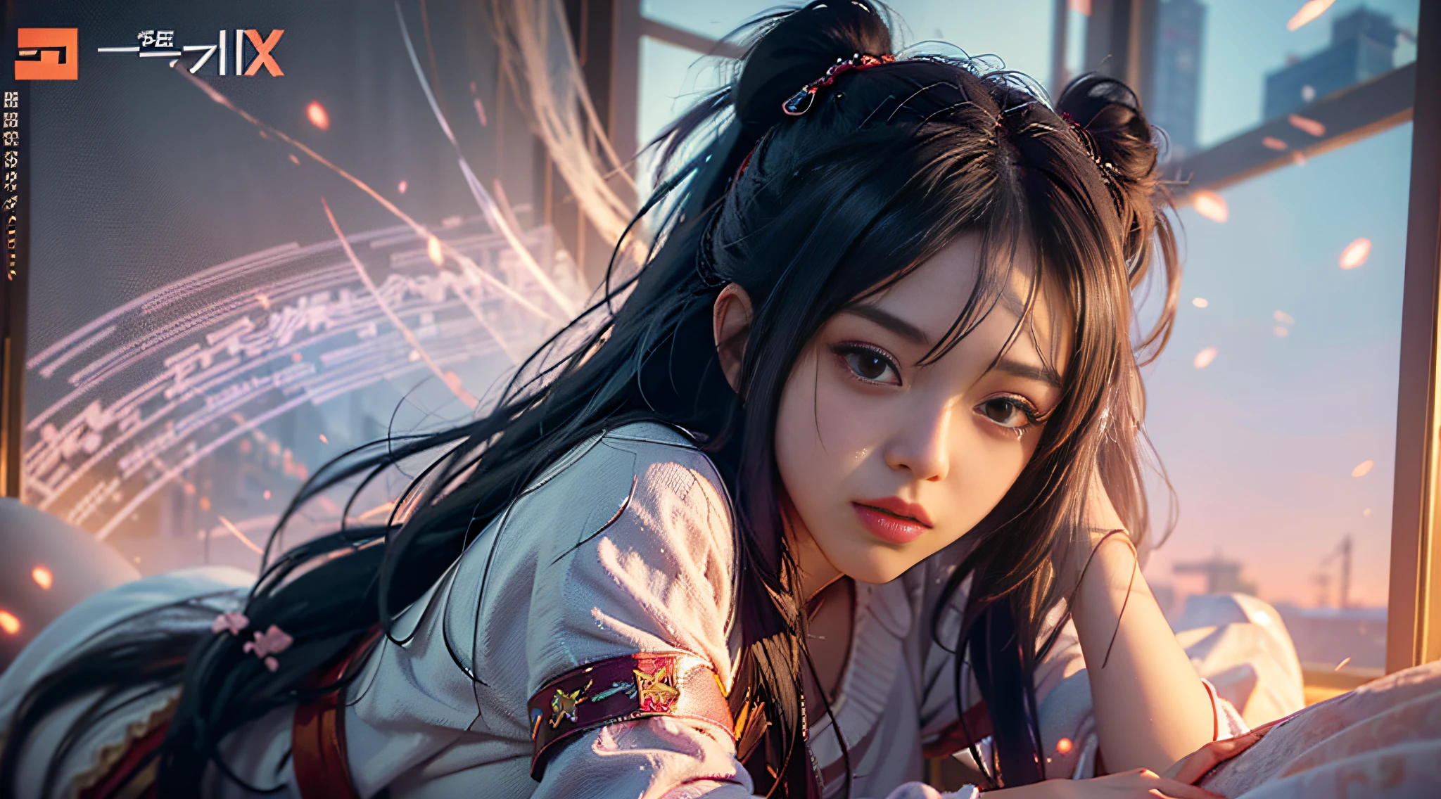 ((Best Quality)), ((Masterpiece)), (Details: 1.4), 3D,, Ray Tracing, NVIDIA RTX, Super-Resolution, Unreal 5, Subsurface Scattering, PBR Textures, Post-processing, Anisotropic Filtering, Black Long-Haired Anime Girl Sitting on Red Blanket, Yang J's Anime Manga, Pixiv, Digital Art, Guvez Style Artwork, Seductive Anime Girl, Pop on CGSTATION, Guvitz, attractive anime girl, beautiful anime girl, beautiful and seductive anime girl, beautiful and seductive anime woman, realistic anime 3 D style