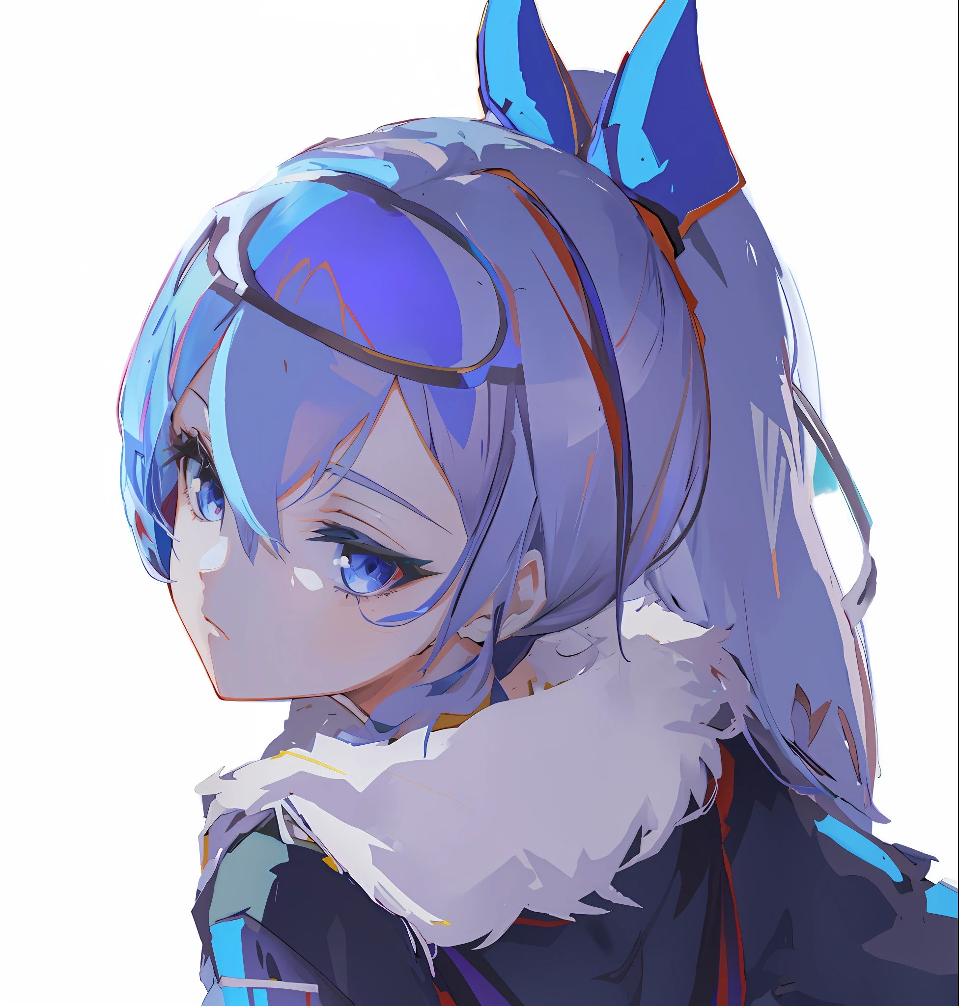 anime girl with blue hair and ears with a cat ears, 2 d anime style, ayanami, 2 d anime, anime moe artstyle, by Shitao, rem rezero, anime style 4 k, 2 d art, 2d art, profile of anime girl, from arknights, by Puru, no type, by Kamagurka, rin