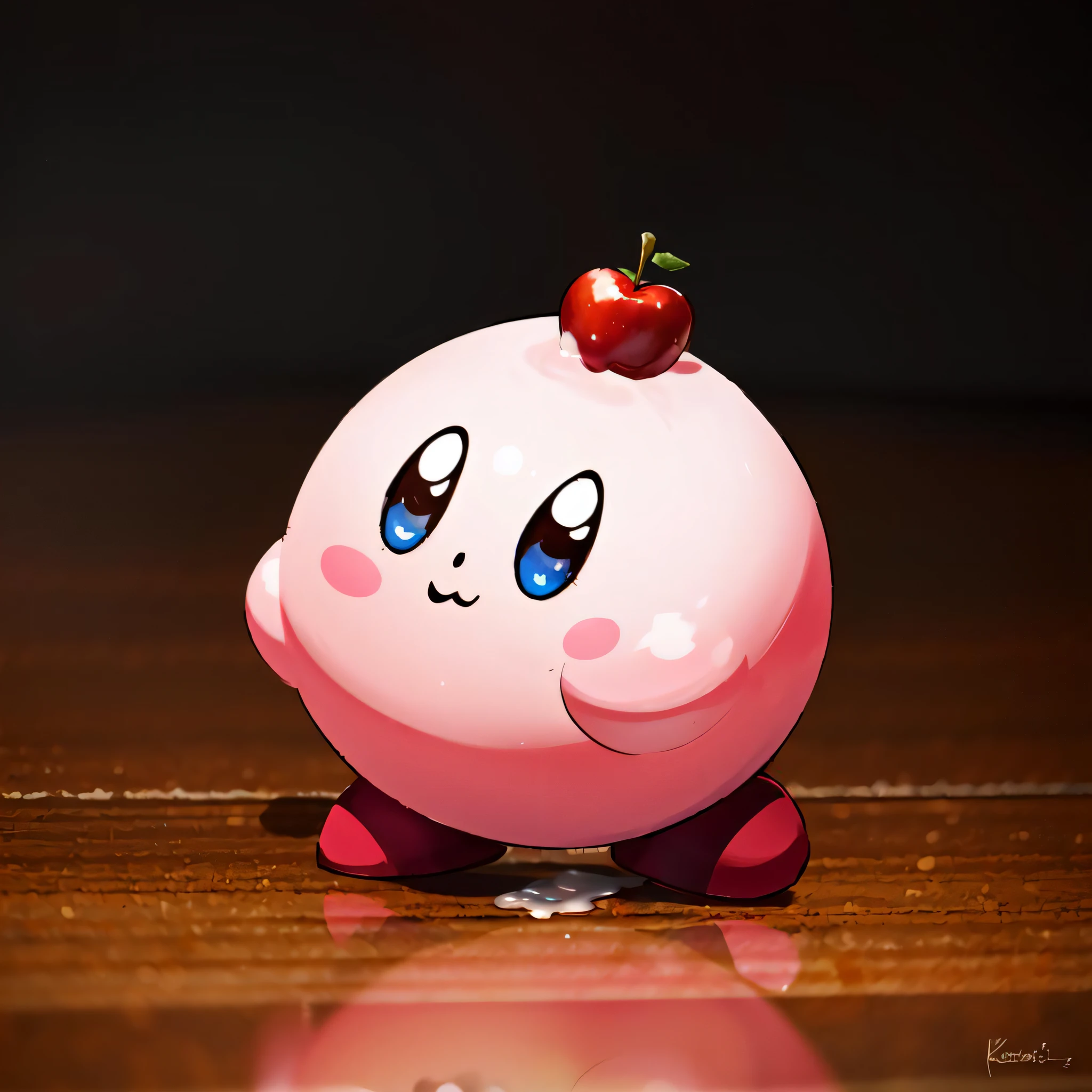Highly detailed, High Quality, Masterpiece, Kirby, food, eating
