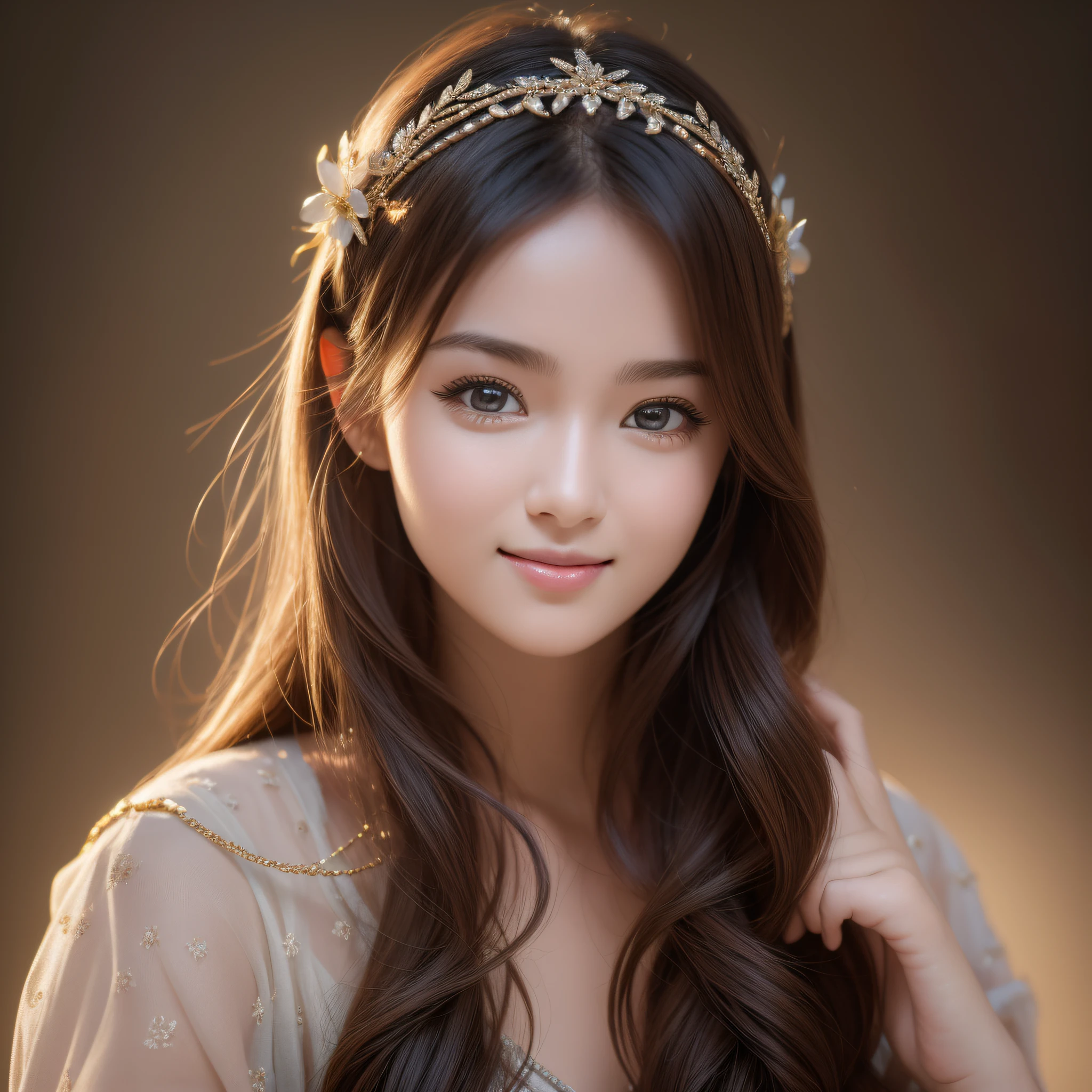 (masterpiece), realistic, (girl portrait), beautiful face, cute young girl with smile, 20s, 8K post-production, high resolution, super detail, trending in ArtStation, sharp focus, studio photography, intricate detail, highly detailed, pure form, 8K resolution,