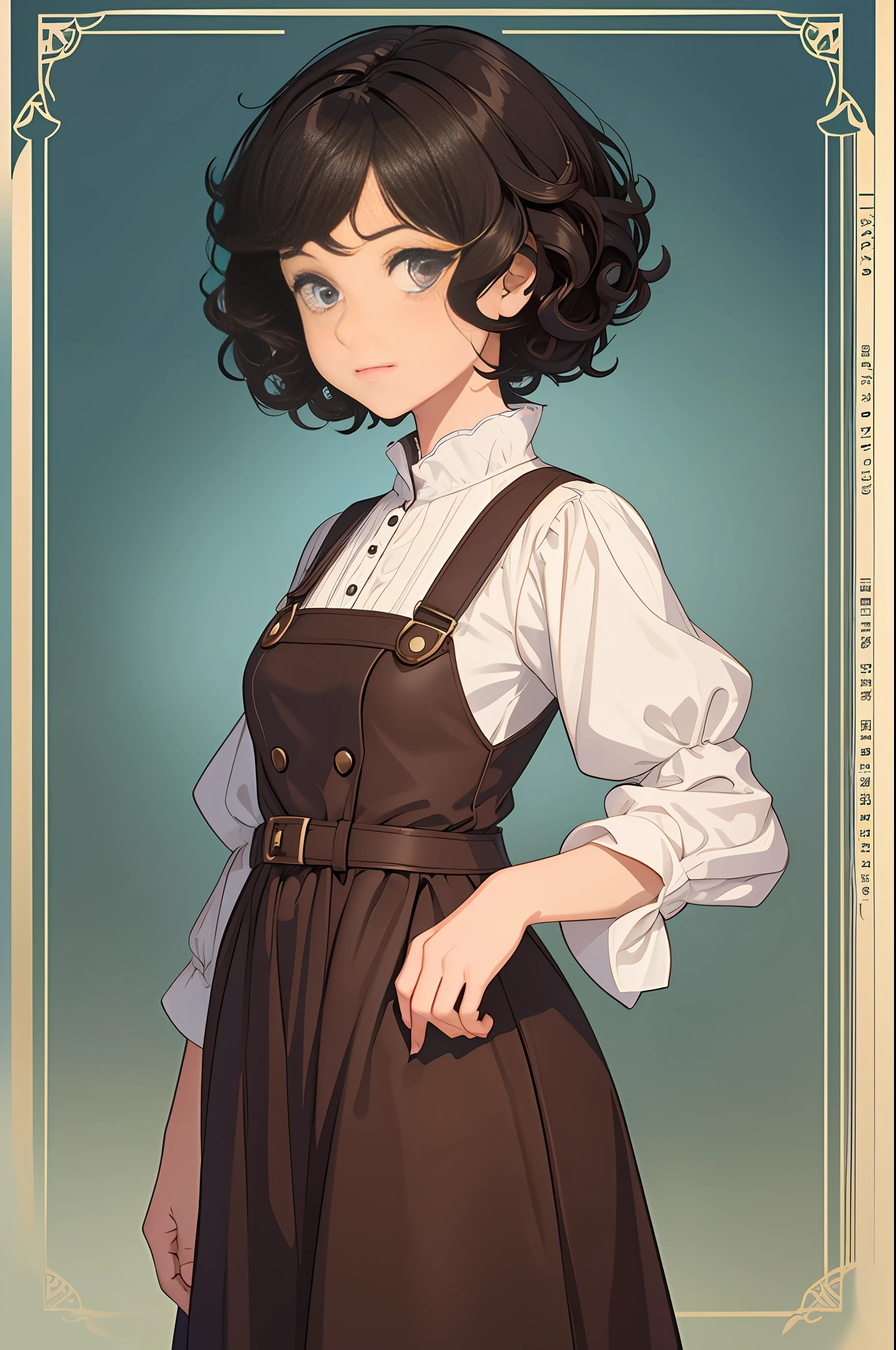 a girl with short curly hair, differente angles, in the style of children book character, character sheet, white background –ar 3:2 --auto --s2
