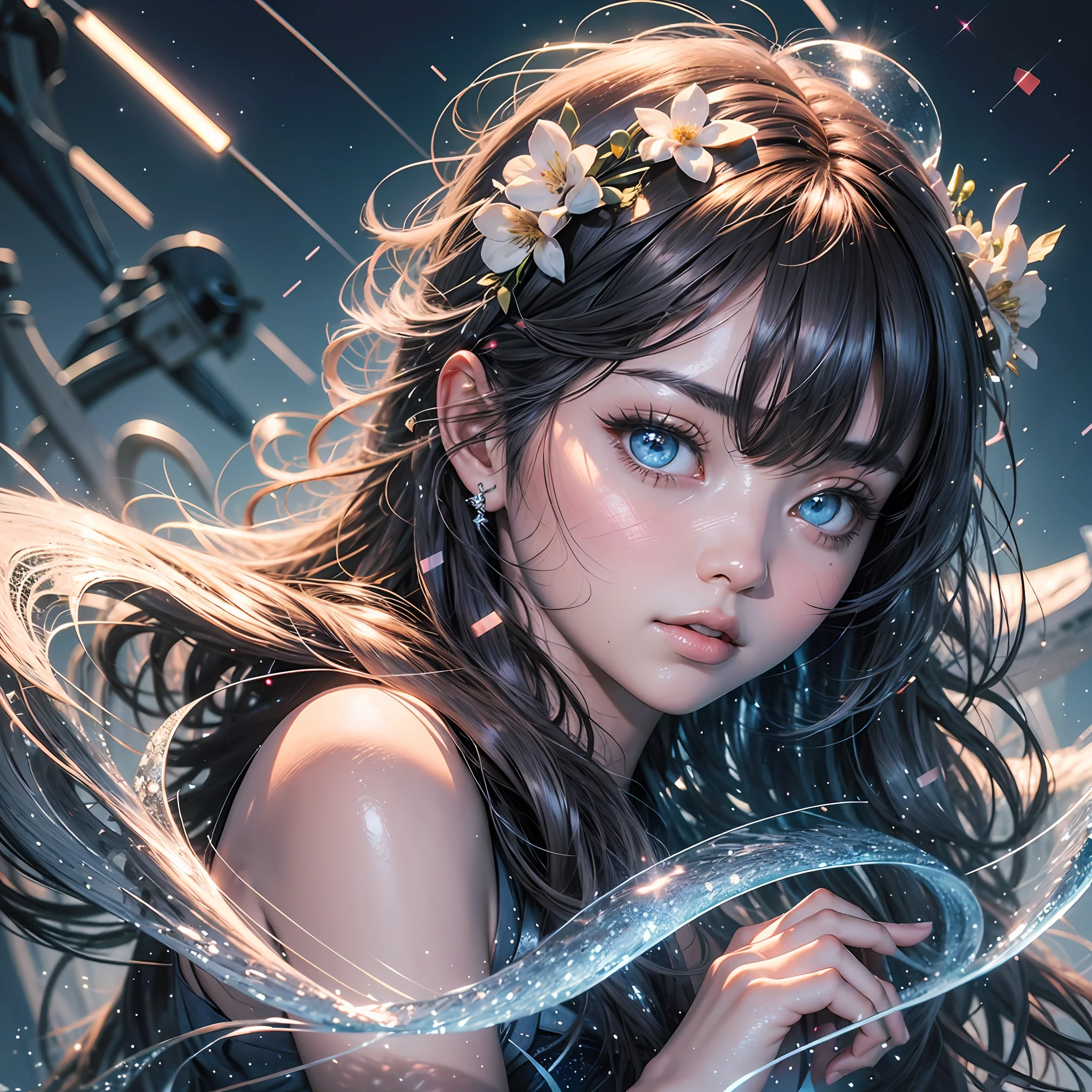 Full body lens, delicate facial features, perfect face shape, glowing skin, 2D blush, woven bangs, sparkling pupils, hands on the back of the head, single, female) --auto --s2