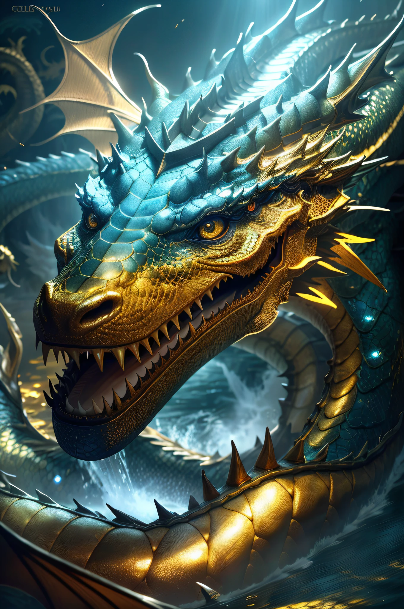 Masterpiece, top quality, Chinese fairy, 1 girl \ ( \) and gold and silver dragon, Chinese dragon pan, pan, dark gray background, glaring girl, (super detail)), 4K unity, (highly detailed CG: 1.2), (8k: 1.1), high resolution), (illustration: 1.1), (cinematic light: 1.1), fine-grained, intricate detail, (best illustration), 8K resolution, intricate detail, highest quality, realistic feeling, ultra detail, best illumination, best shadows, UltraHD, Cryengine, detailed reflections, detailed shadows, ((Complex detail)), smooth, ((Perfect shading)), High quality metal texture, metallic gloss, Highly detailed illustration, (Semi-realistic: 1.6), (Wide shot: 1.2), (from below, Dutch angle), (Beautiful eyes in detail: 1.1), (Lifelike body: 1.2), viewer watch, ((Golden Giant Dragon: 1.6)), (glowing eyes\[Magic Square of Eyes [yellow\]), silvery long hair, hairs between eyes, Sigma 135mm lens, (giant waterfall background),