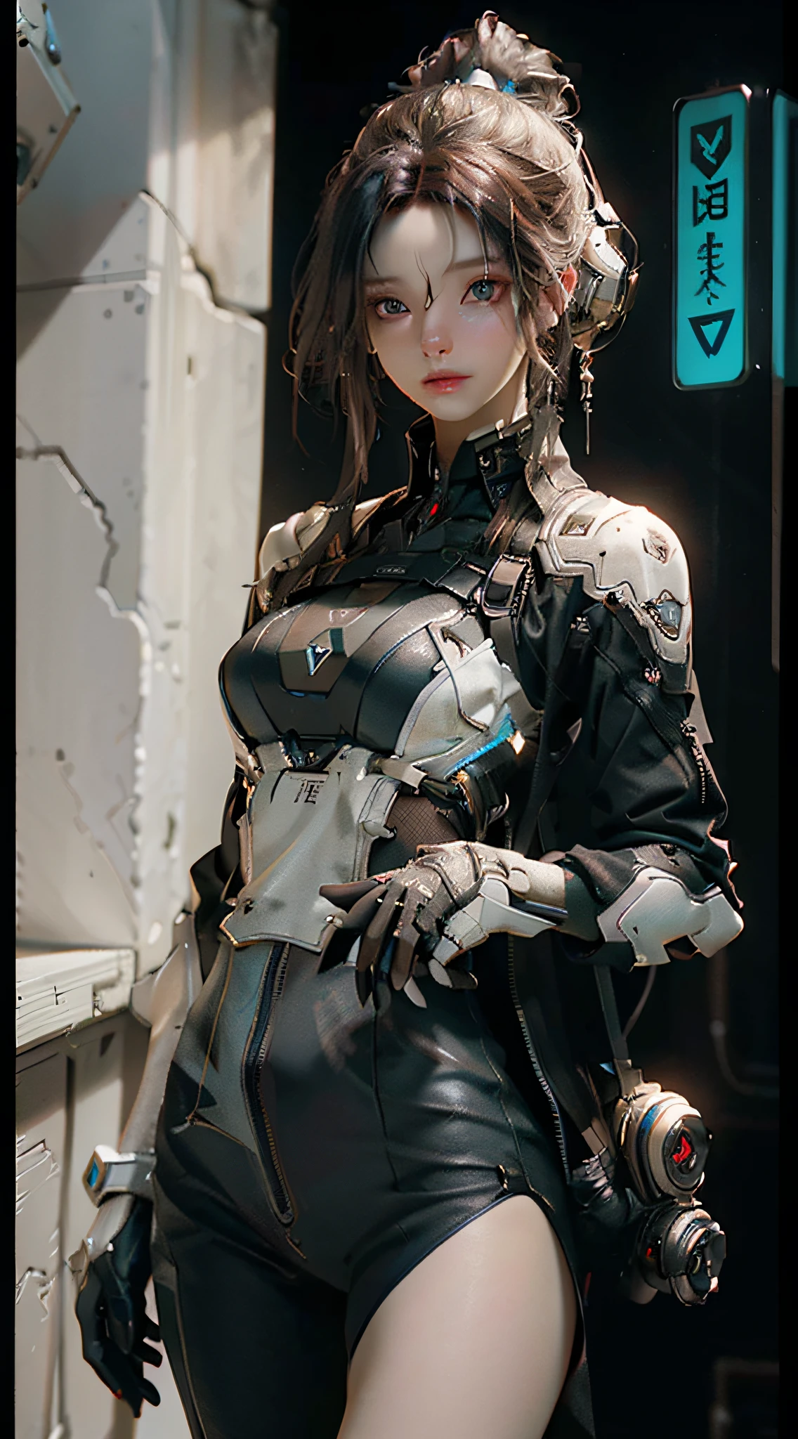 ((Best quality)), ((masterpiece)), (detailed:1.4), 3D, an image of a beautiful cyberpunk female,HDR (High Dynamic Range),Ray Tracing,NVIDIA RTX,Super-Resolution,Unreal 5,Subsurface scattering,PBR Texturing,Post-processing,Anisotropic Filtering,Depth-of-field,Maximum clarity and sharpness,Multi-layered textures,Albedo and Specular maps,Surface shading,Accurate simulation of light-material interaction,Perfect proportions,Octane Render,Two-tone lighting,Wide aperture,Low ISO,White balance,Rule of thirds,8K RAW,
