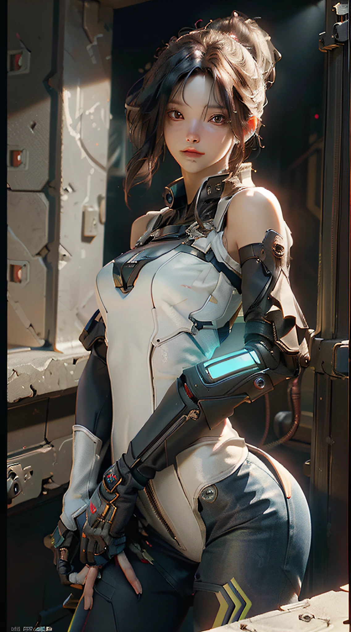 ((Best quality)), ((masterpiece)), (detailed:1.4), 3D, an image of a beautiful cyberpunk female,HDR (High Dynamic Range),Ray Tracing,NVIDIA RTX,Super-Resolution,Unreal 5,Subsurface scattering,PBR Texturing,Post-processing,Anisotropic Filtering,Depth-of-field,Maximum clarity and sharpness,Multi-layered textures,Albedo and Specular maps,Surface shading,Accurate simulation of light-material interaction,Perfect proportions,Octane Render,Two-tone lighting,Wide aperture,Low ISO,White balance,Rule of thirds,8K RAW,