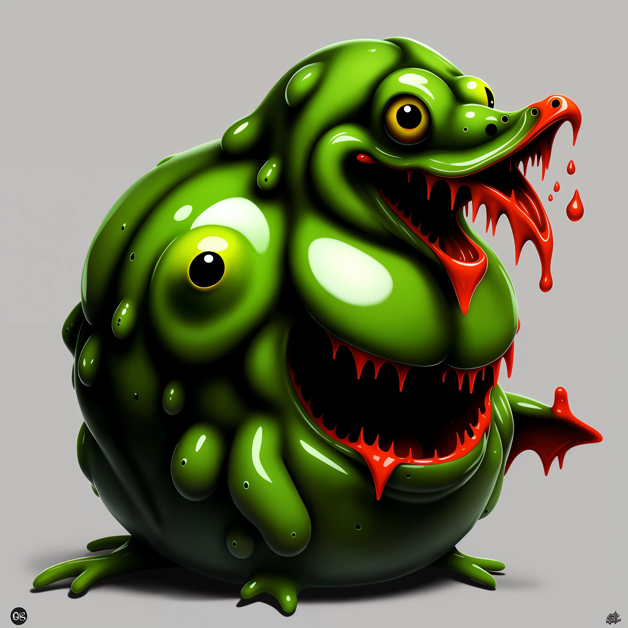 A terrifying, ultra detailed, slime, blob bloody duck monster design